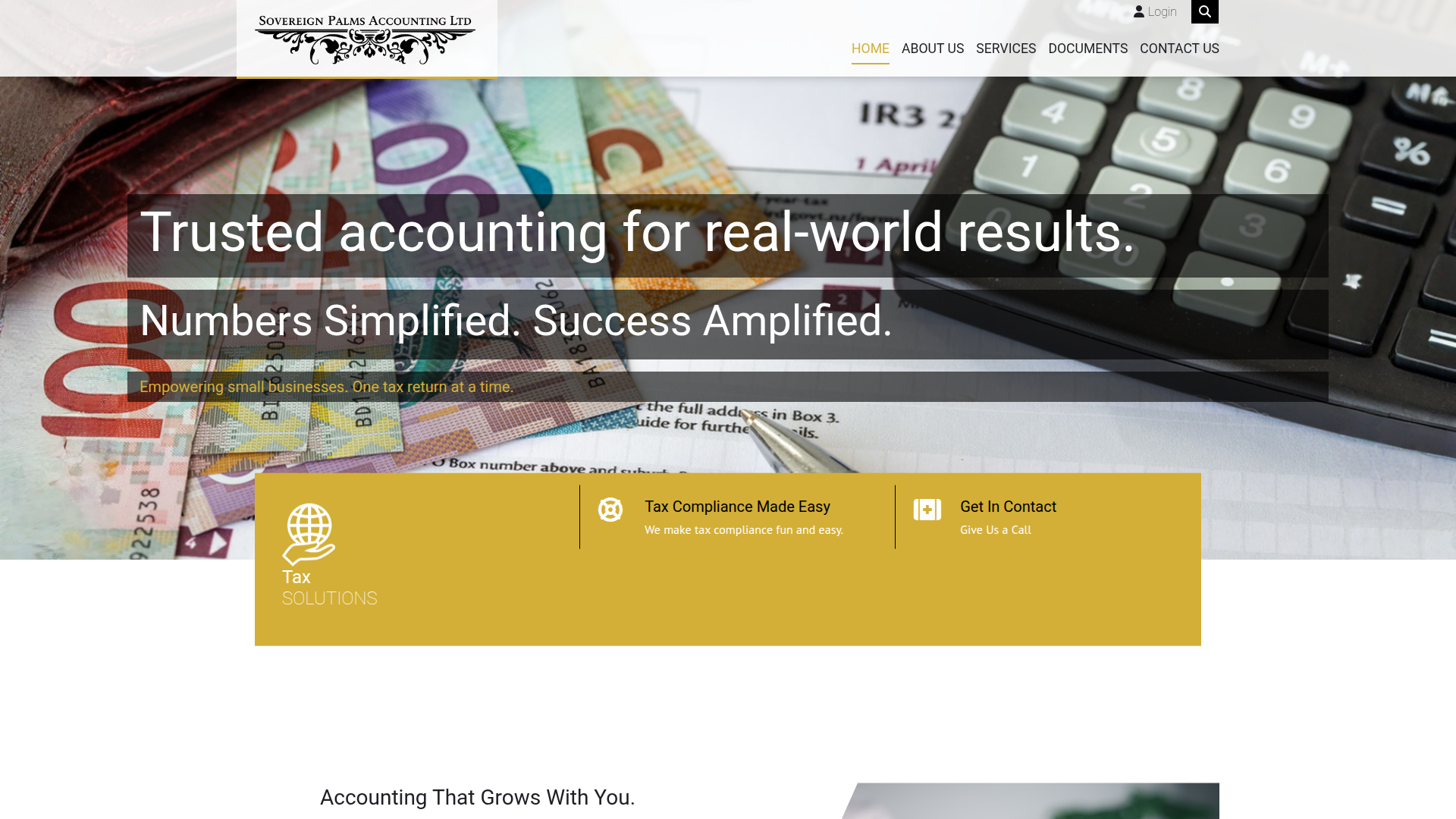 Website snapshot for Sovereign Palms Accounting Ltd