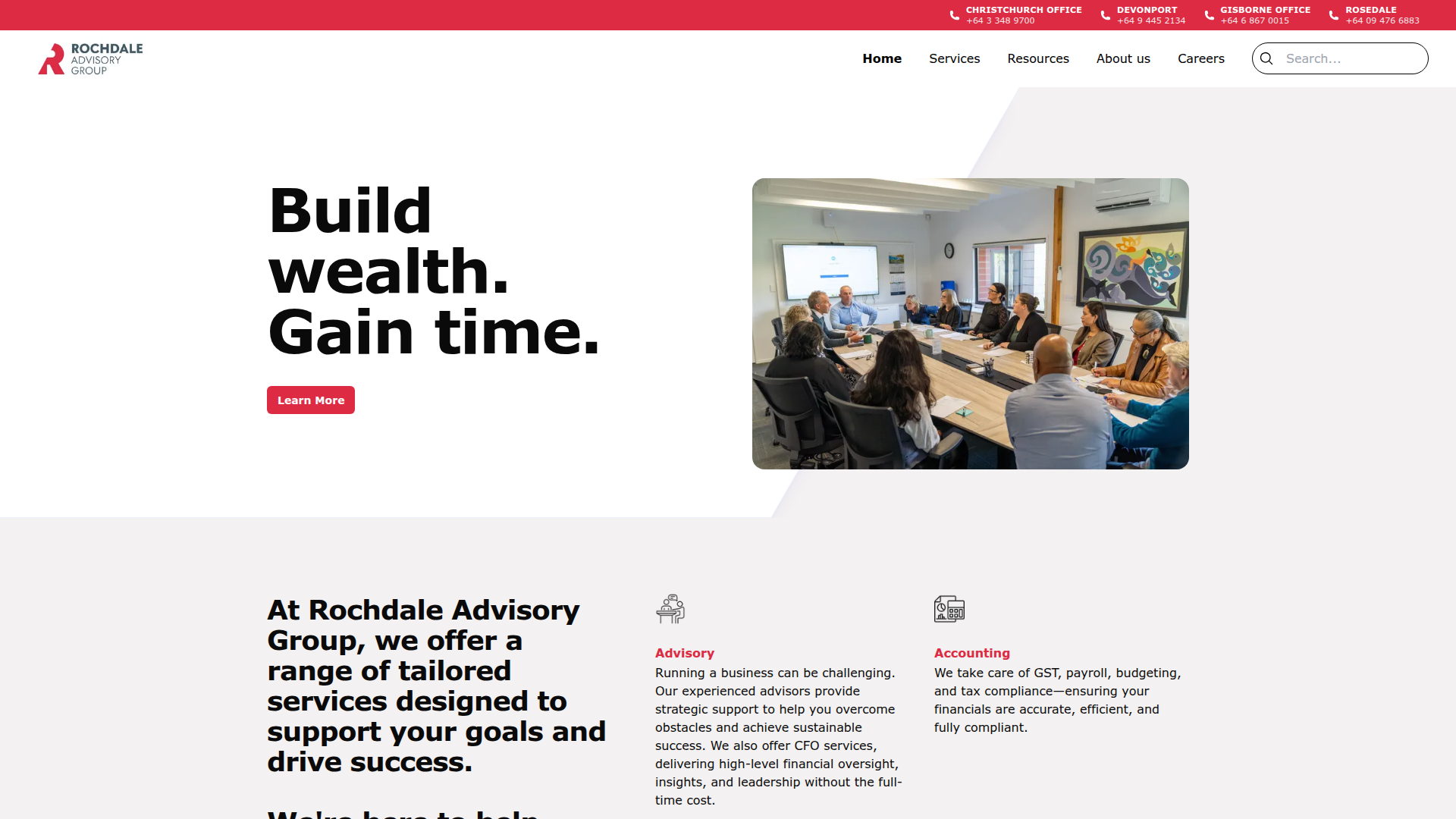 Website snapshot for Rochdale Advisory Group