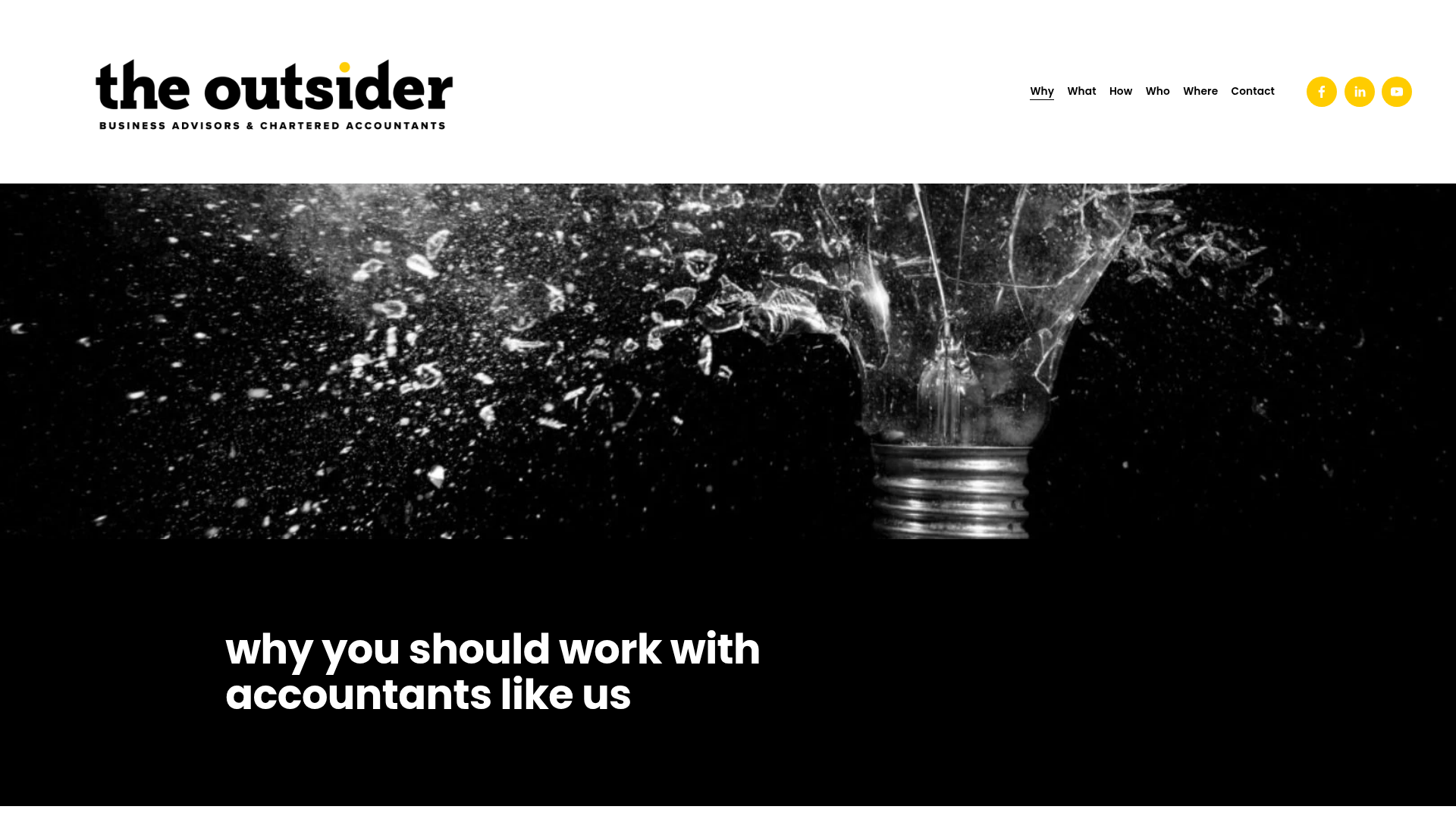 Website snapshot for The Outsider Chartered Accountants