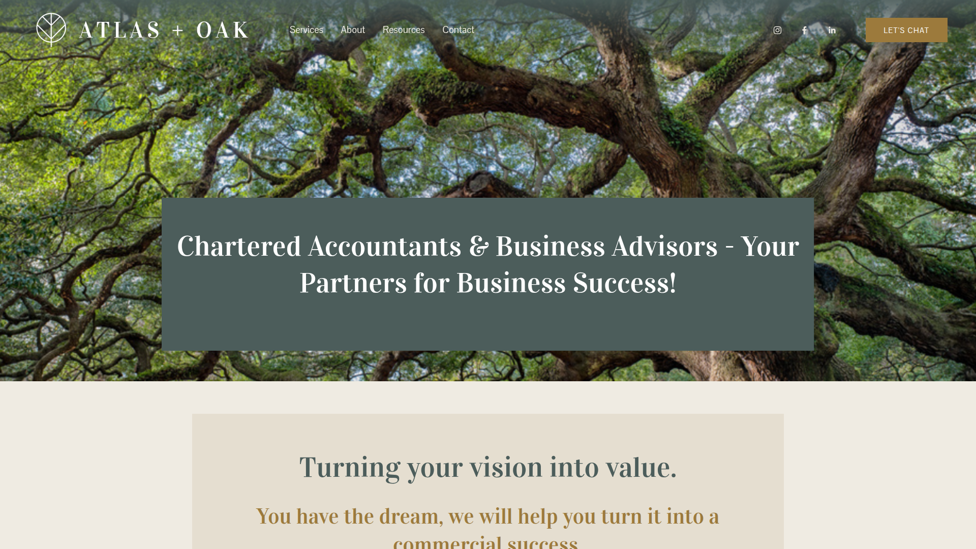 Website snapshot for Atlas and Oak