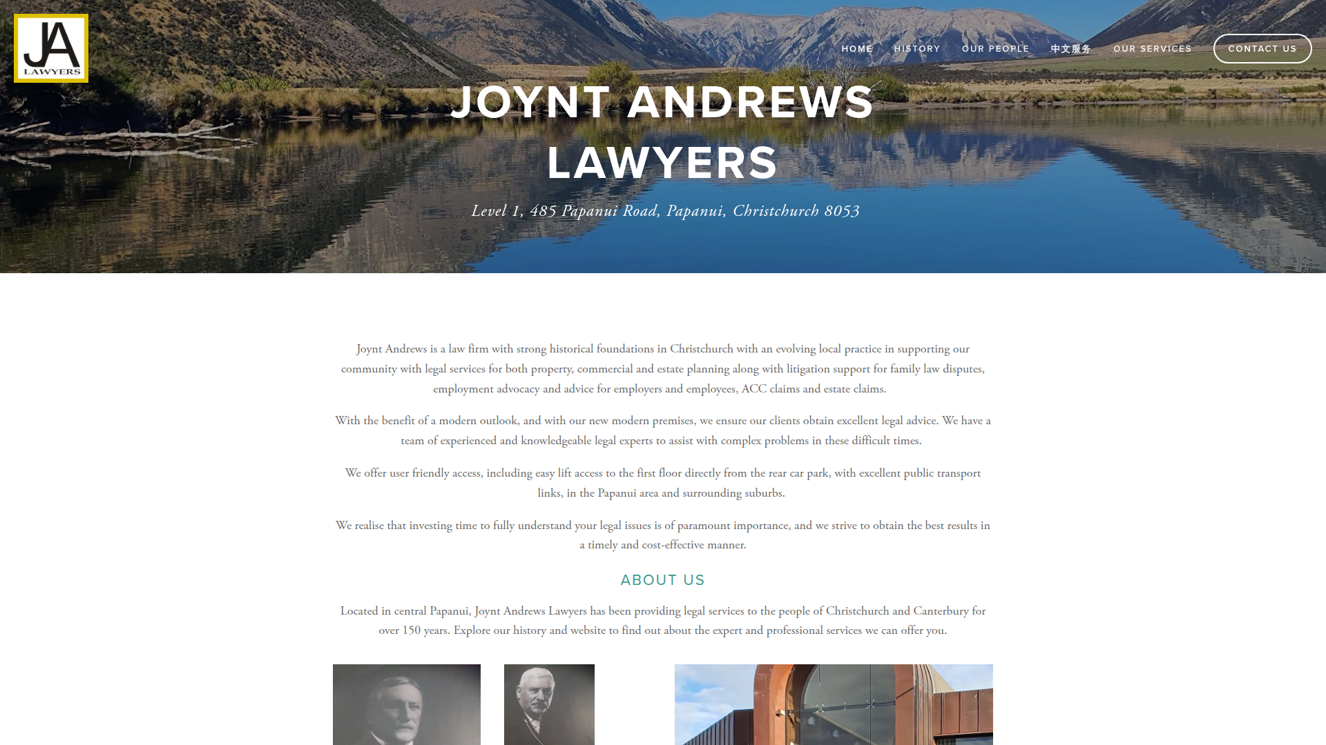 Website snapshot for Joynt Andrews Solicitors