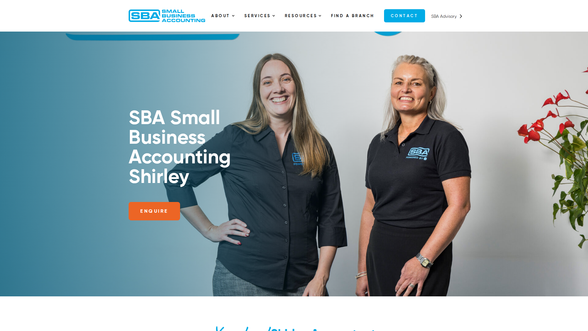 Website snapshot for SBA Small Business Accounting Shirley