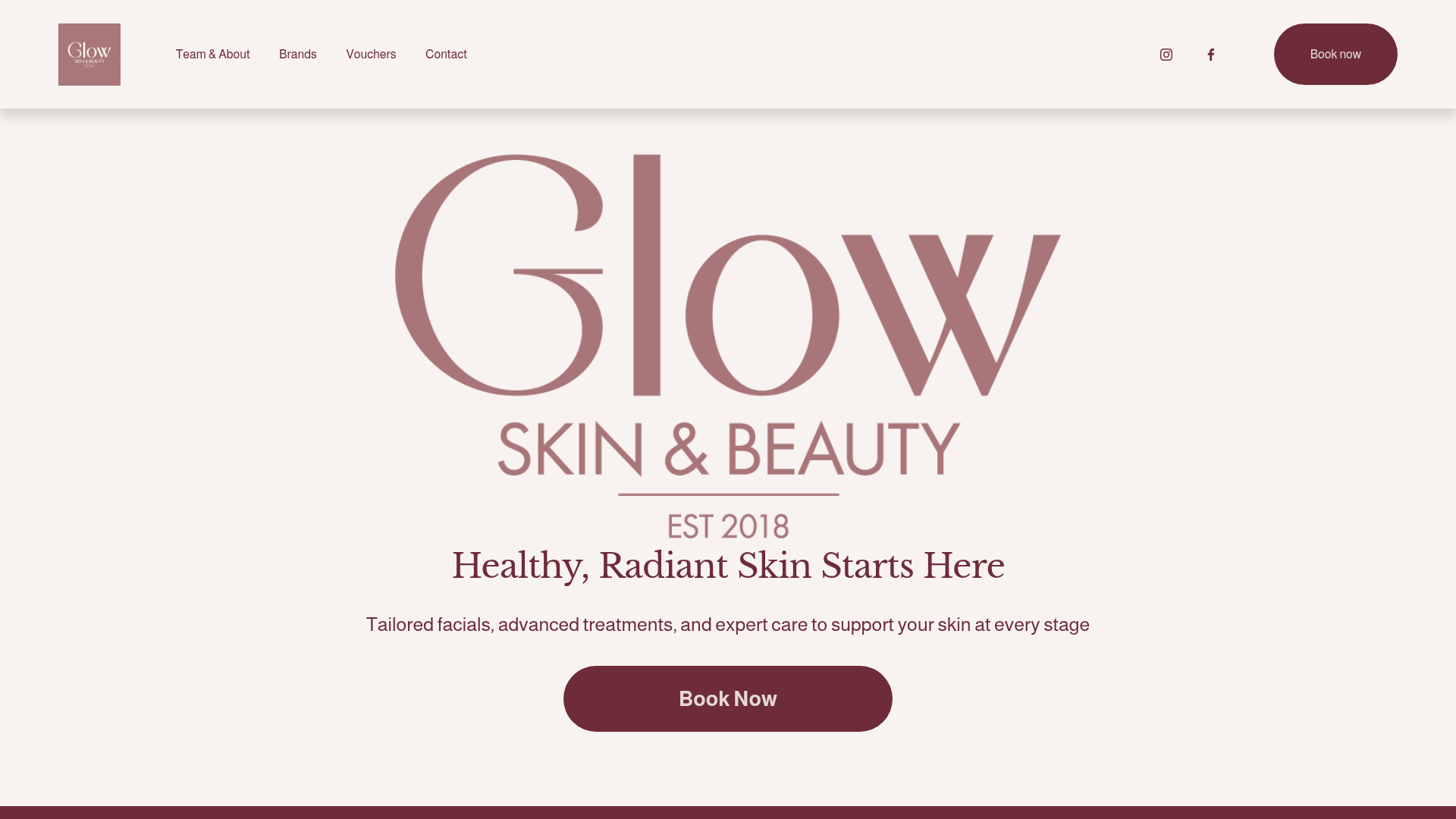 Website snapshot for Glow Skin and Beauty