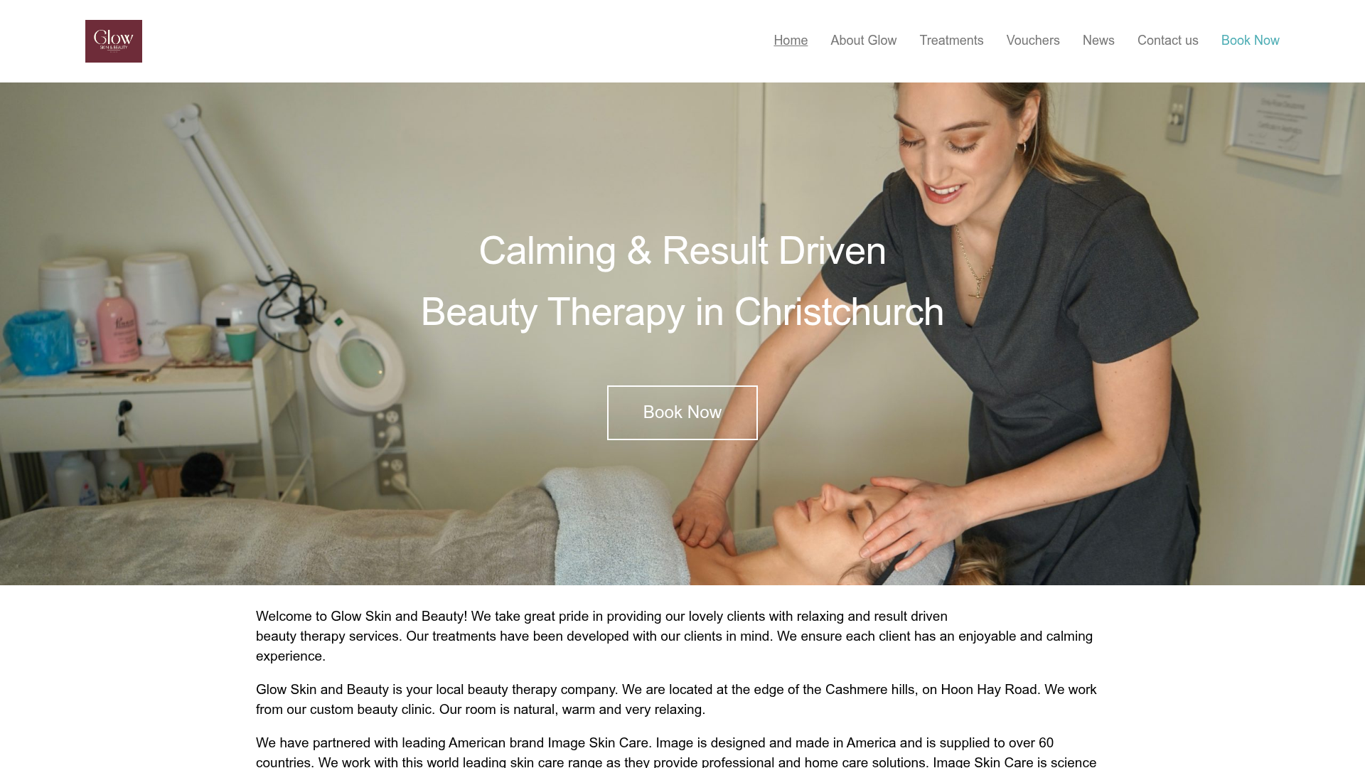 Website snapshot for Glow Skin and Beauty