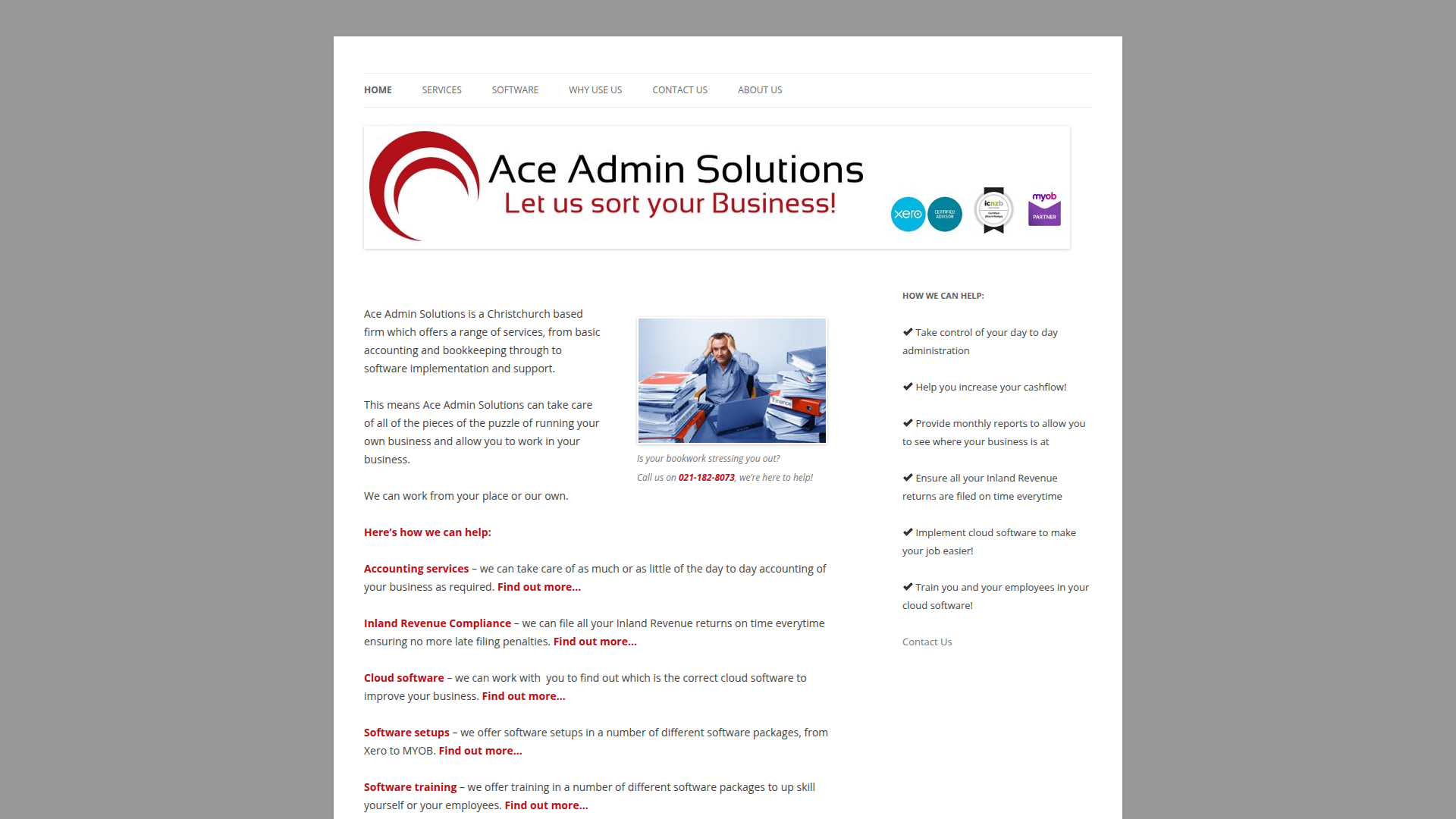 Website snapshot for Ace Admin Solutions