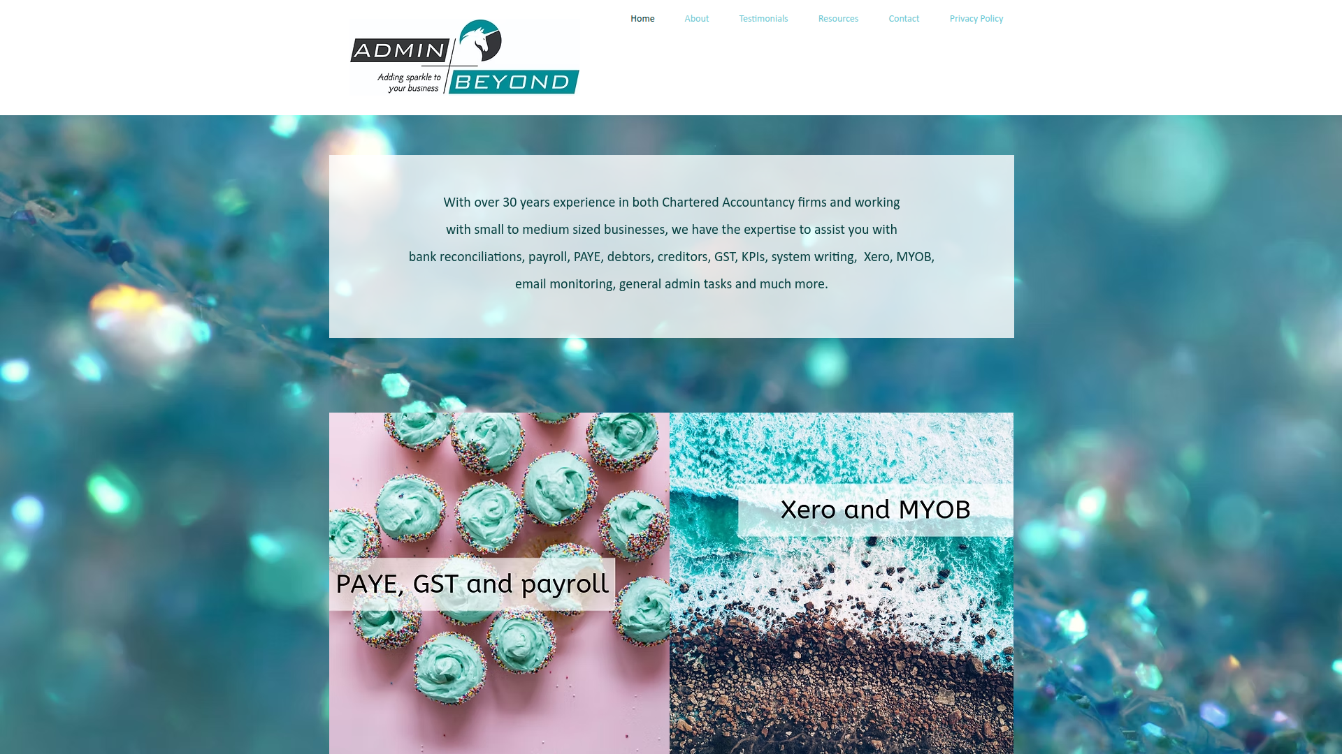 Website snapshot for Admin & Beyond