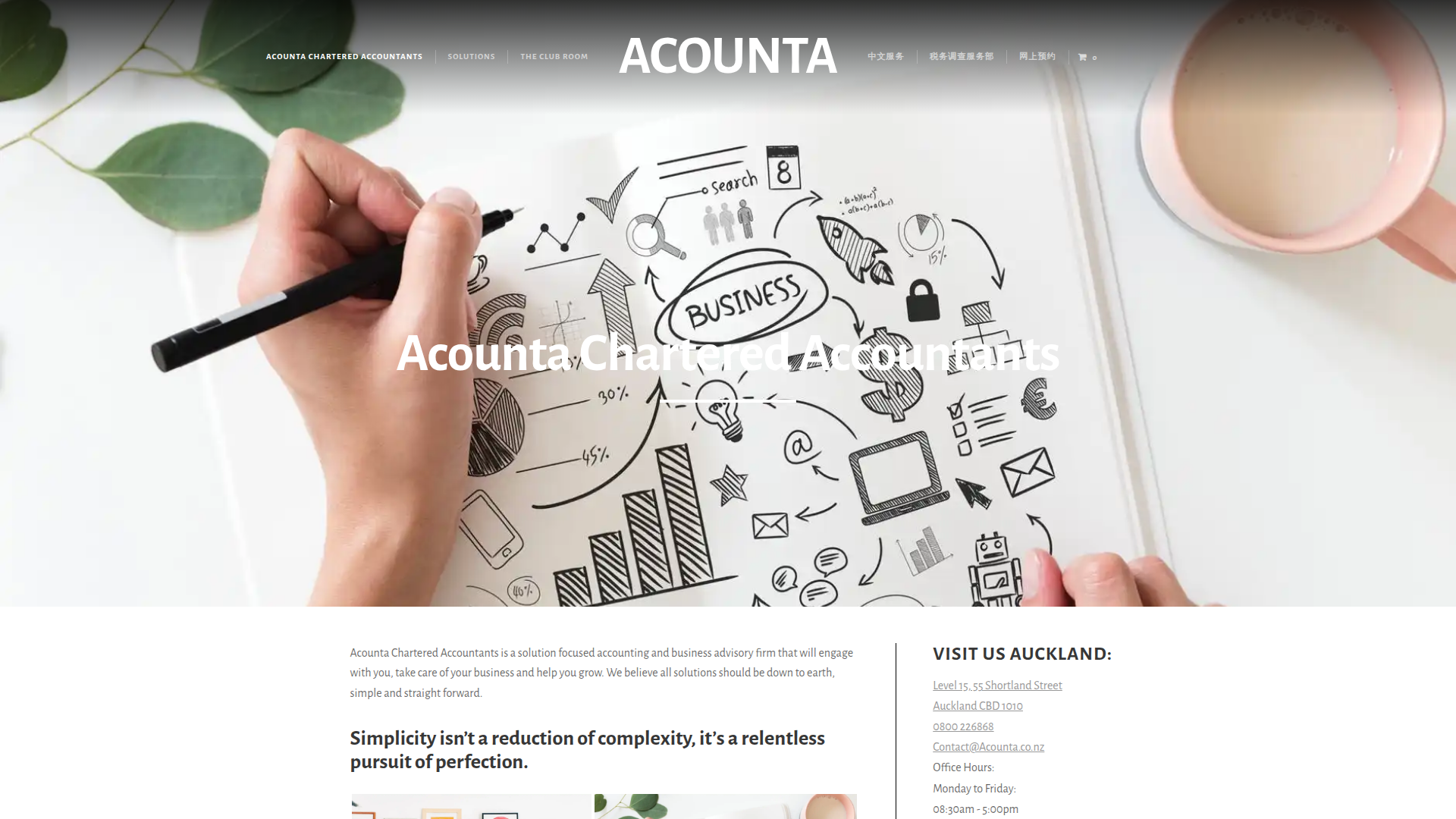 Website snapshot for Acounta Chartered Accountants
