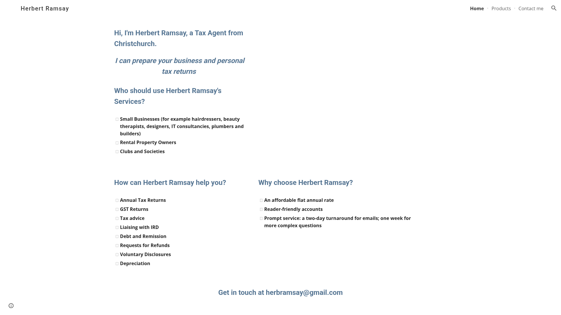 Website snapshot for Herb Ramsay Taxation Agent