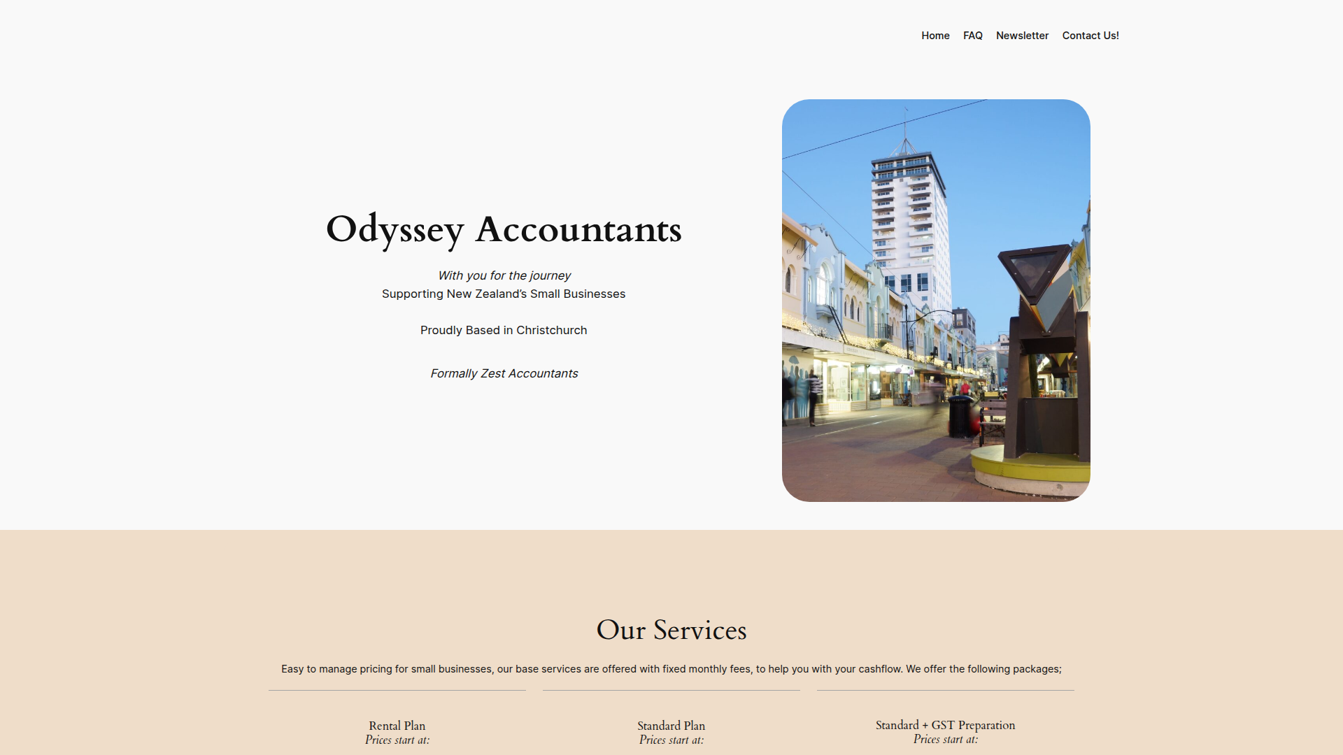 Website snapshot for Odyssey Accountants