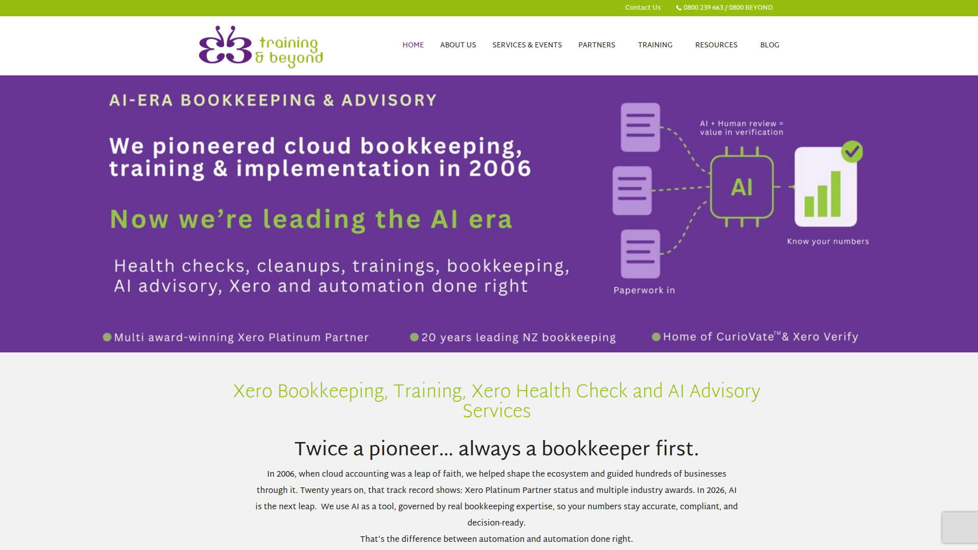 Website snapshot for Training and Beyond