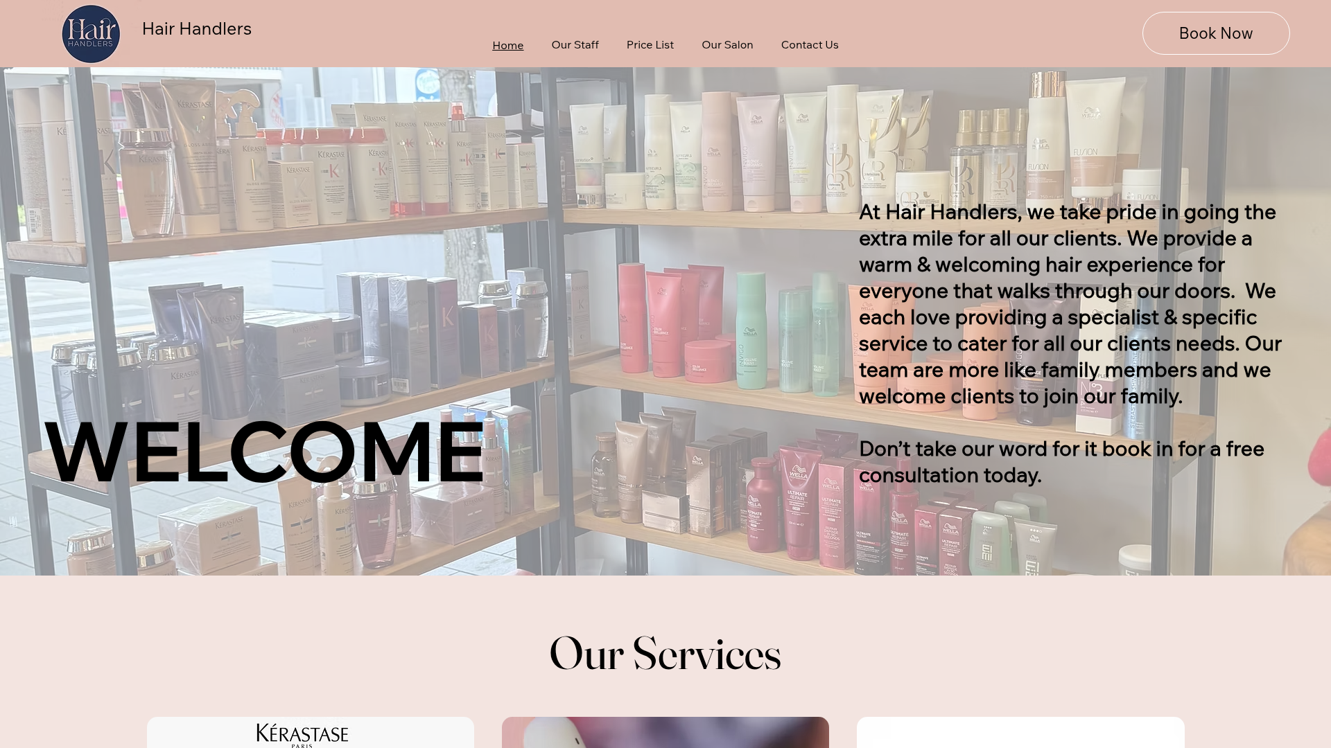 Website snapshot for Hair Handlers Unisex Salon