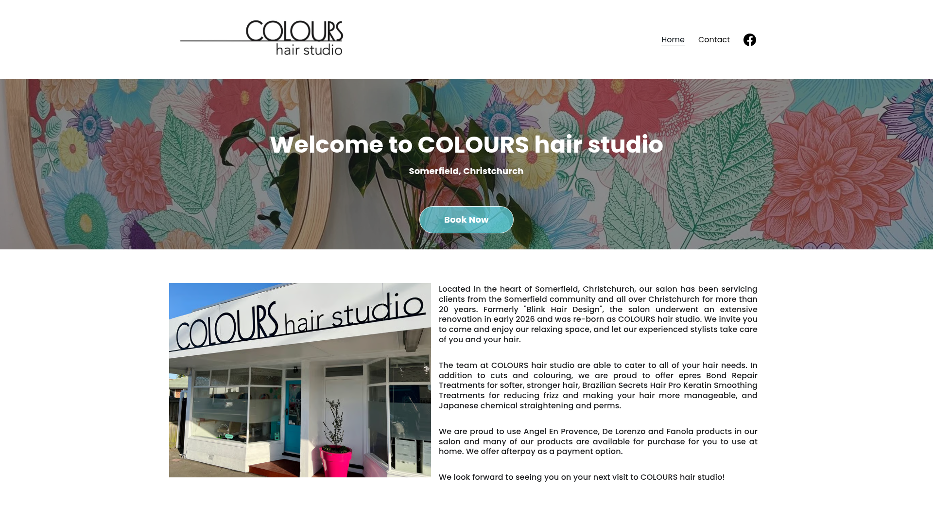 Website snapshot for COLOURS hair studio (formerly Blink Hair Design)
