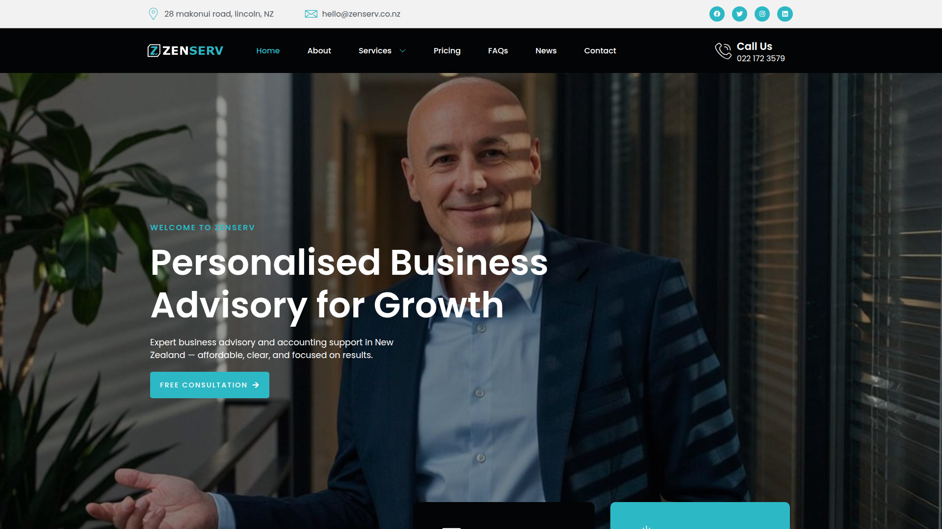 Website snapshot for ZenServ