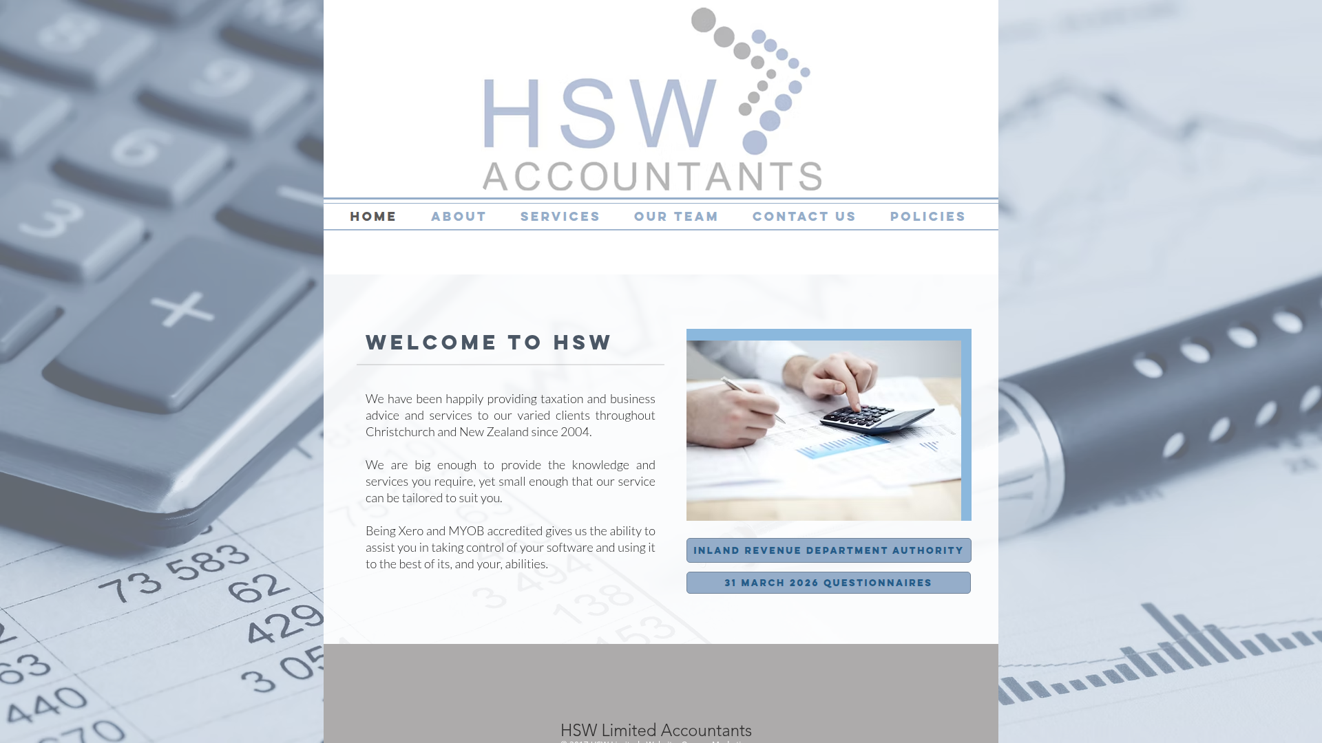 Website snapshot for HSW Limited