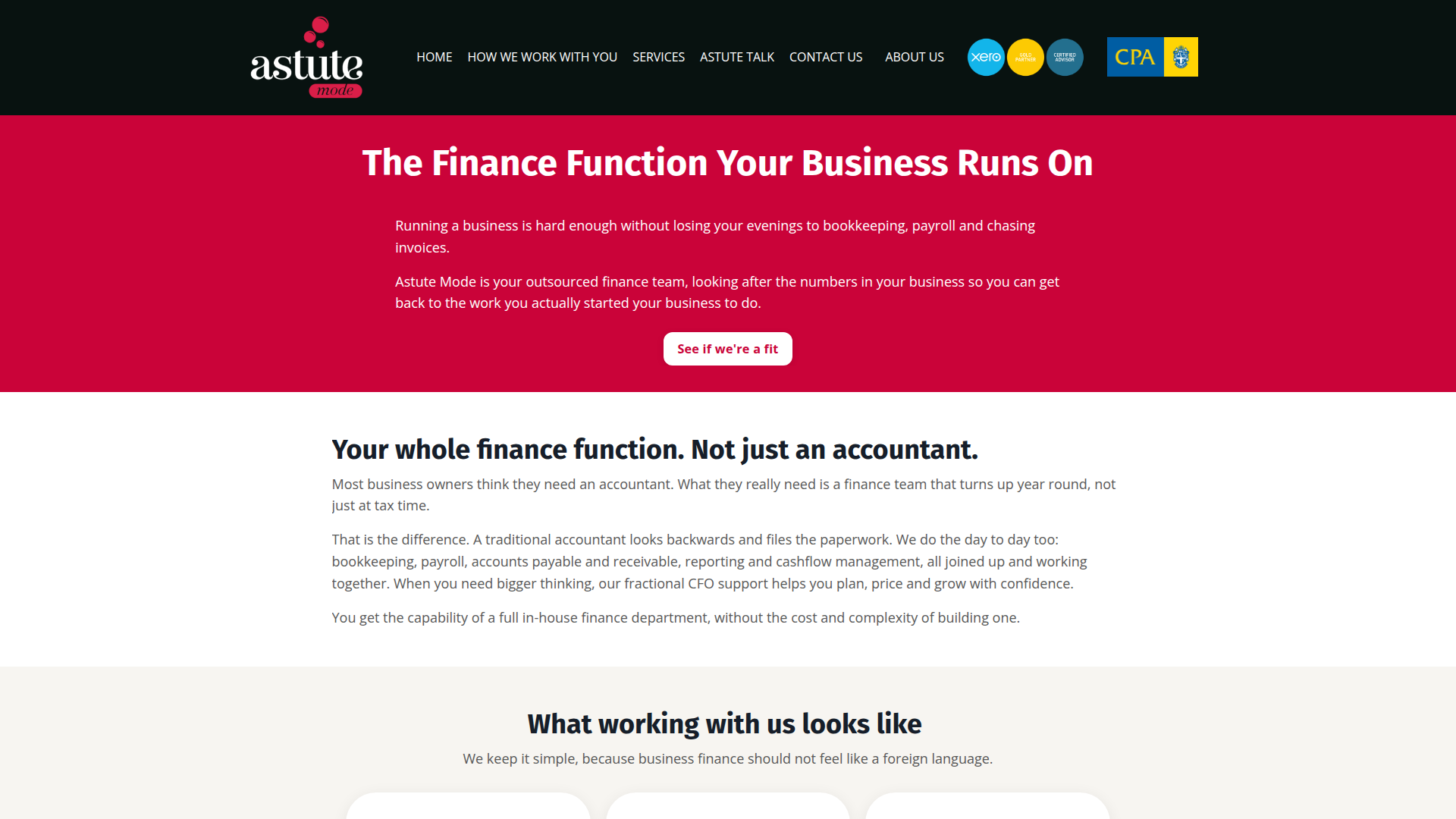 Website snapshot for Astute Mode