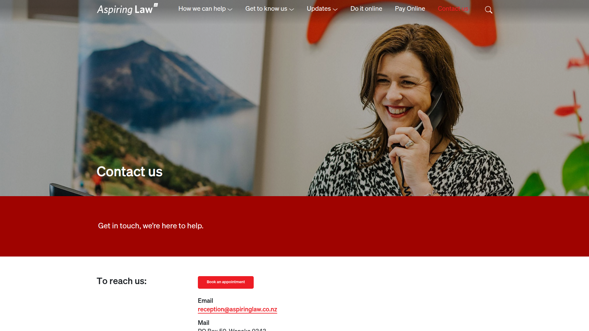 Website snapshot for Aspiring Law Parklands Office