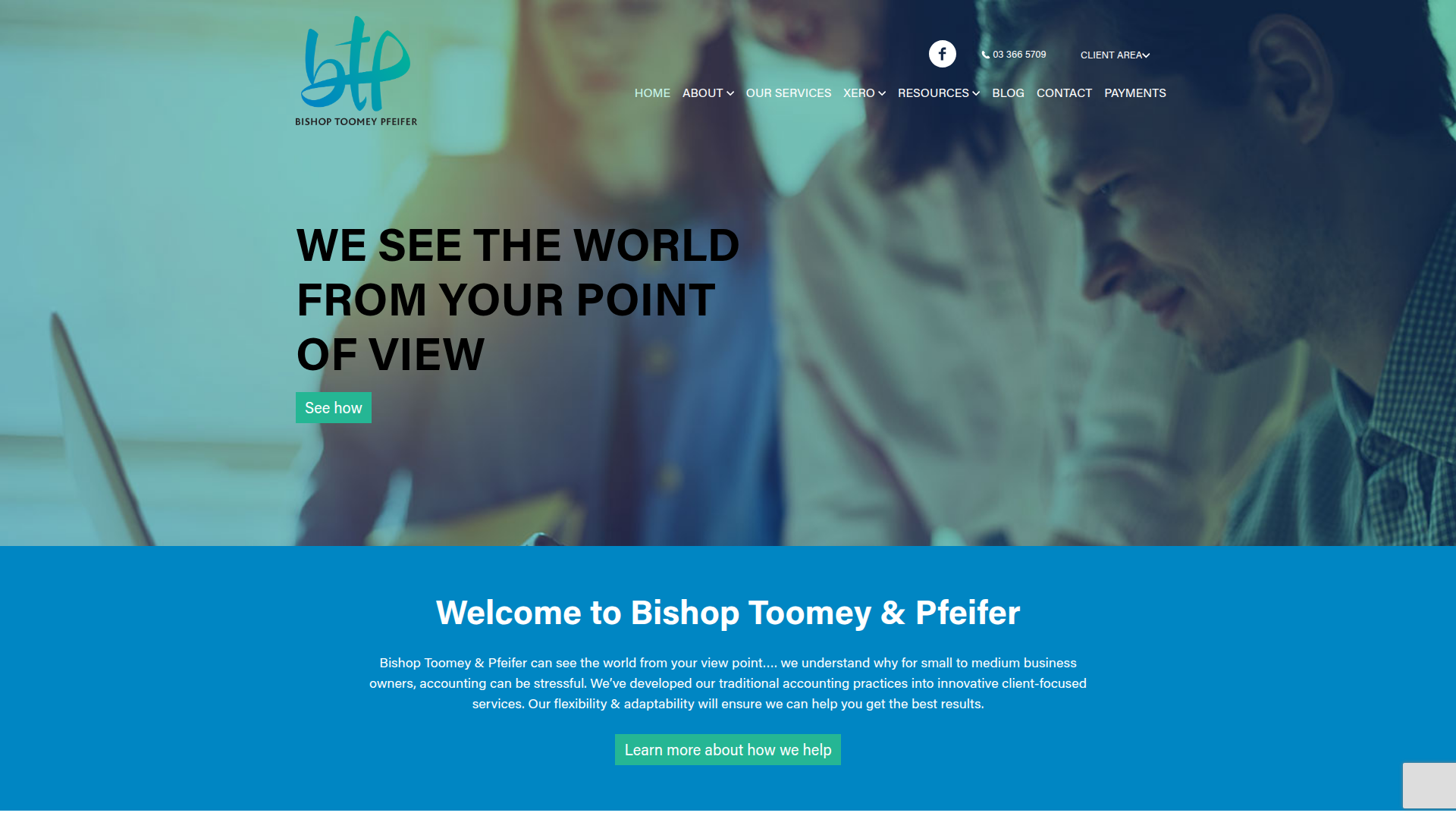 Website snapshot for Bishop Toomey & Pfeifer