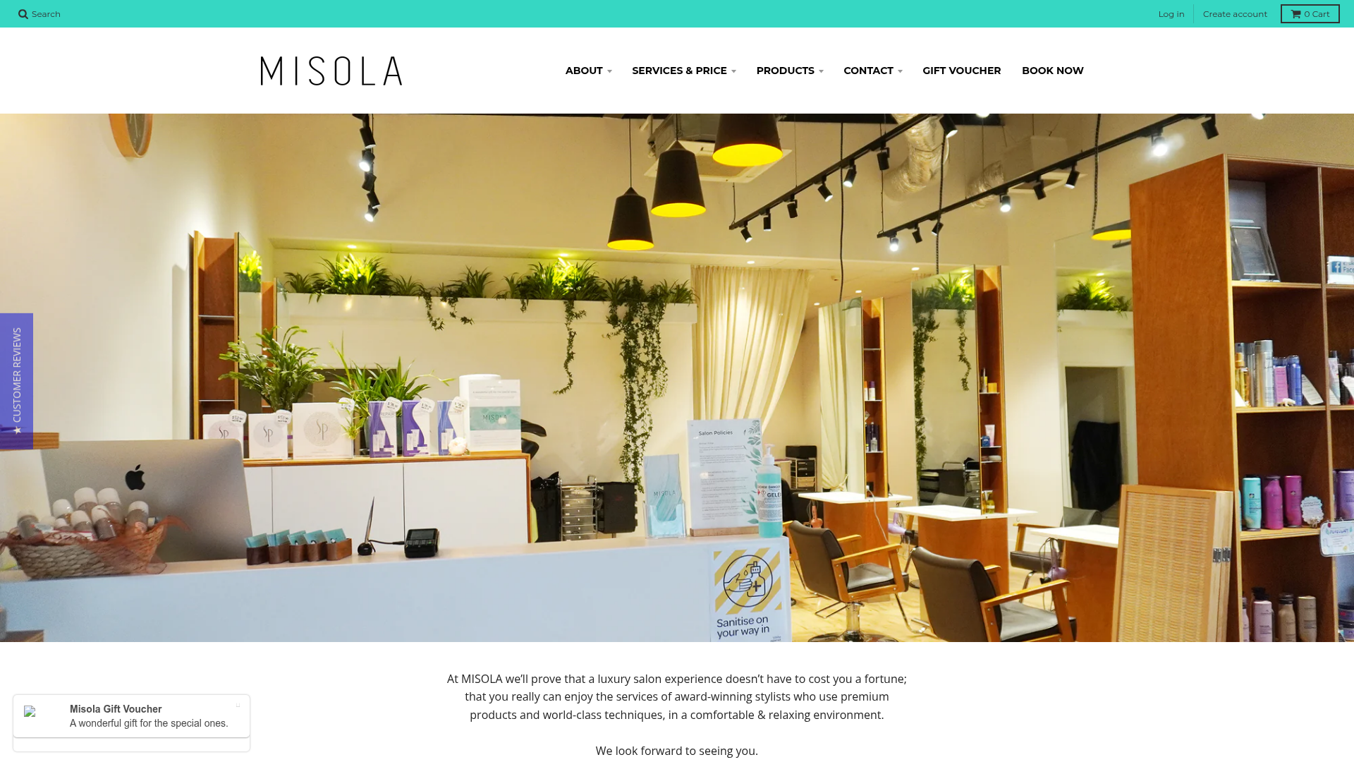 Website snapshot for Misola Hair & Style