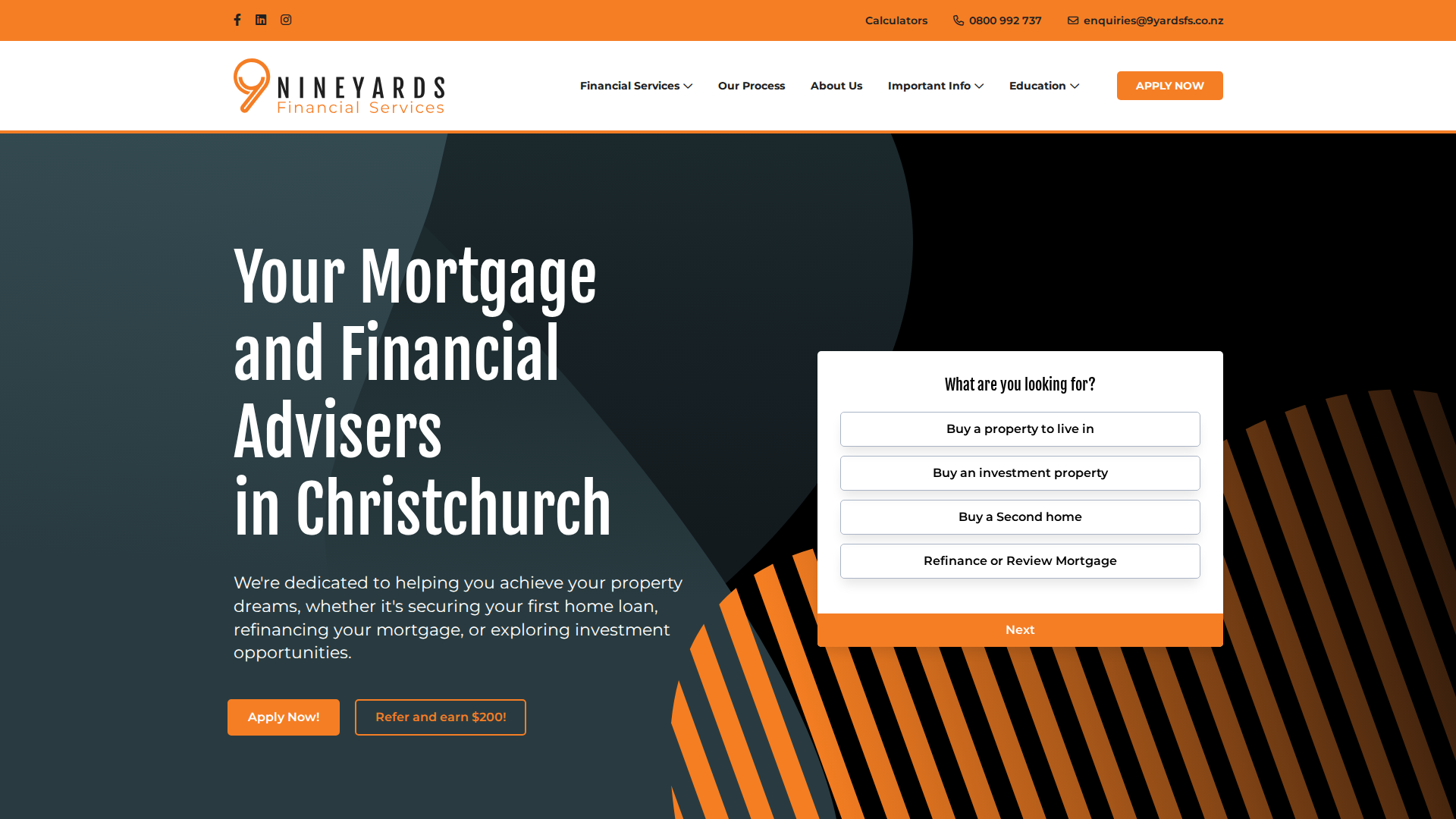 Website snapshot for 9 Yards Financial Services