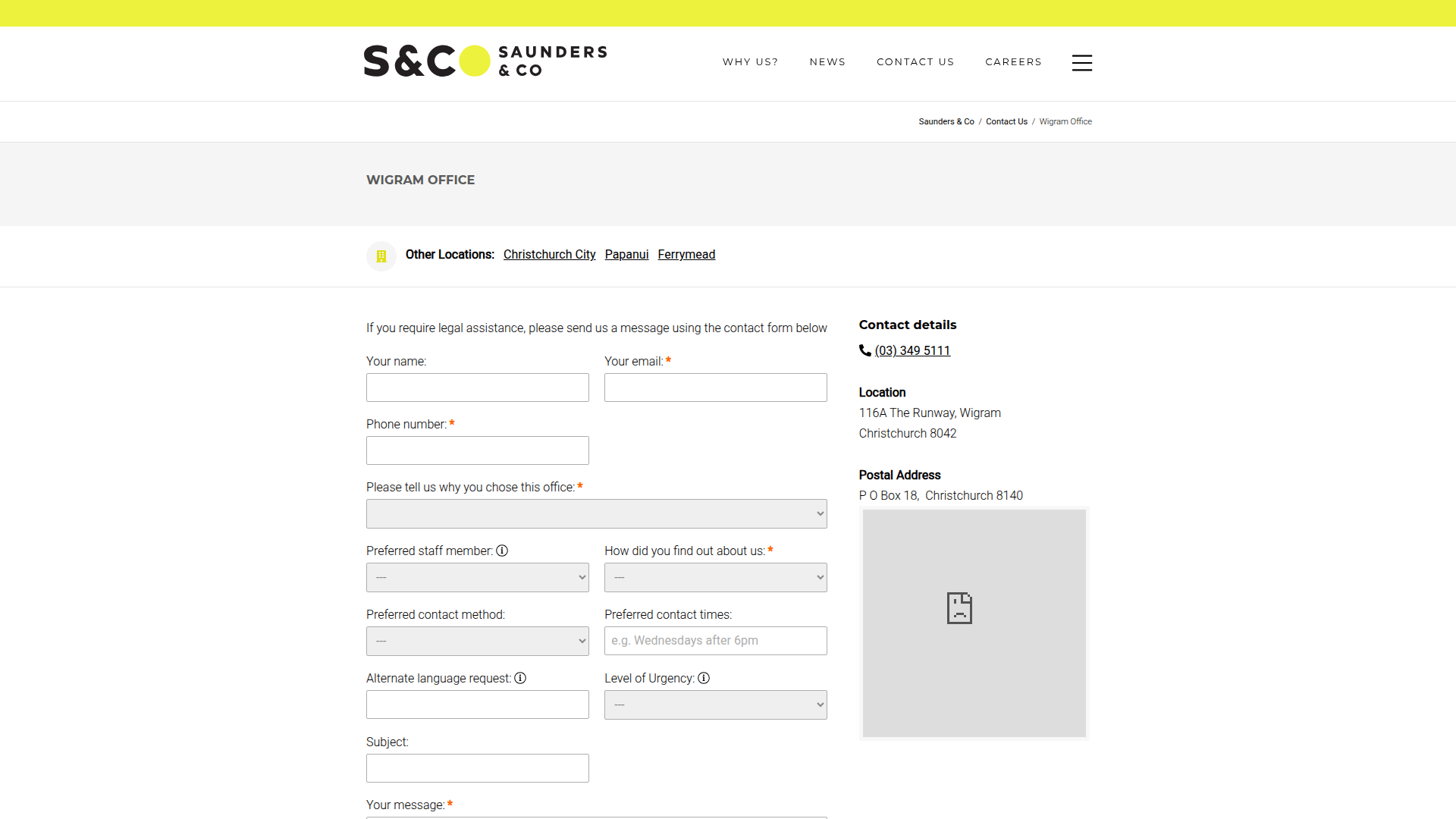 Website snapshot for Saunders & Co Wigram