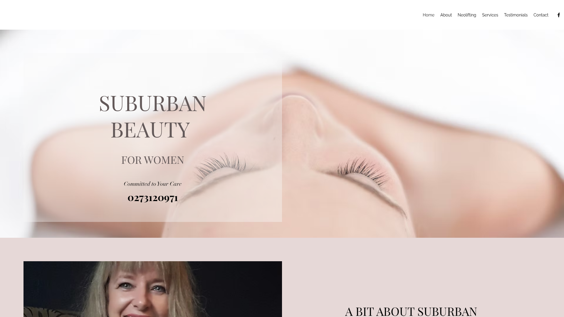 Website snapshot for Suburban Beauty