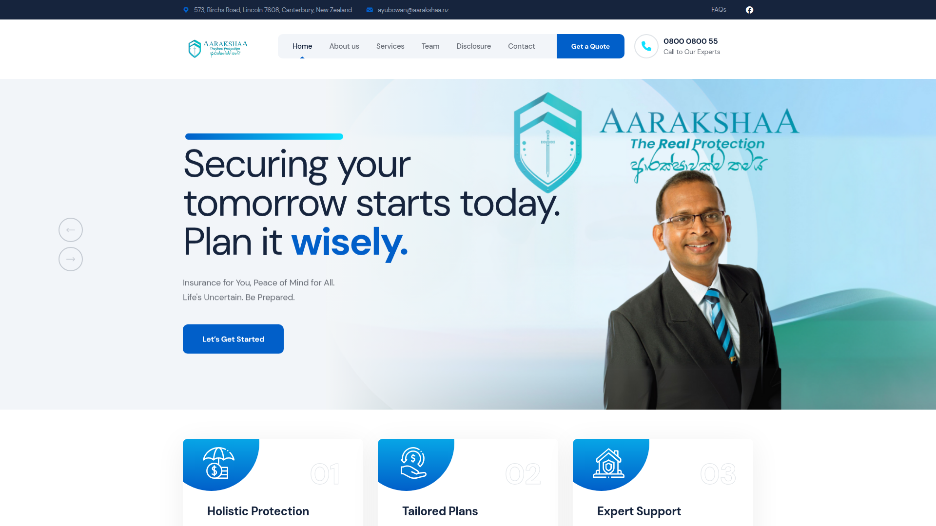 Website snapshot for Aarakshaa Insurance and Mortgages