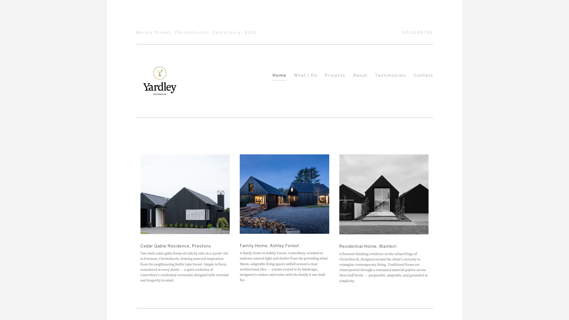 Website snapshot for Yardley Architecture