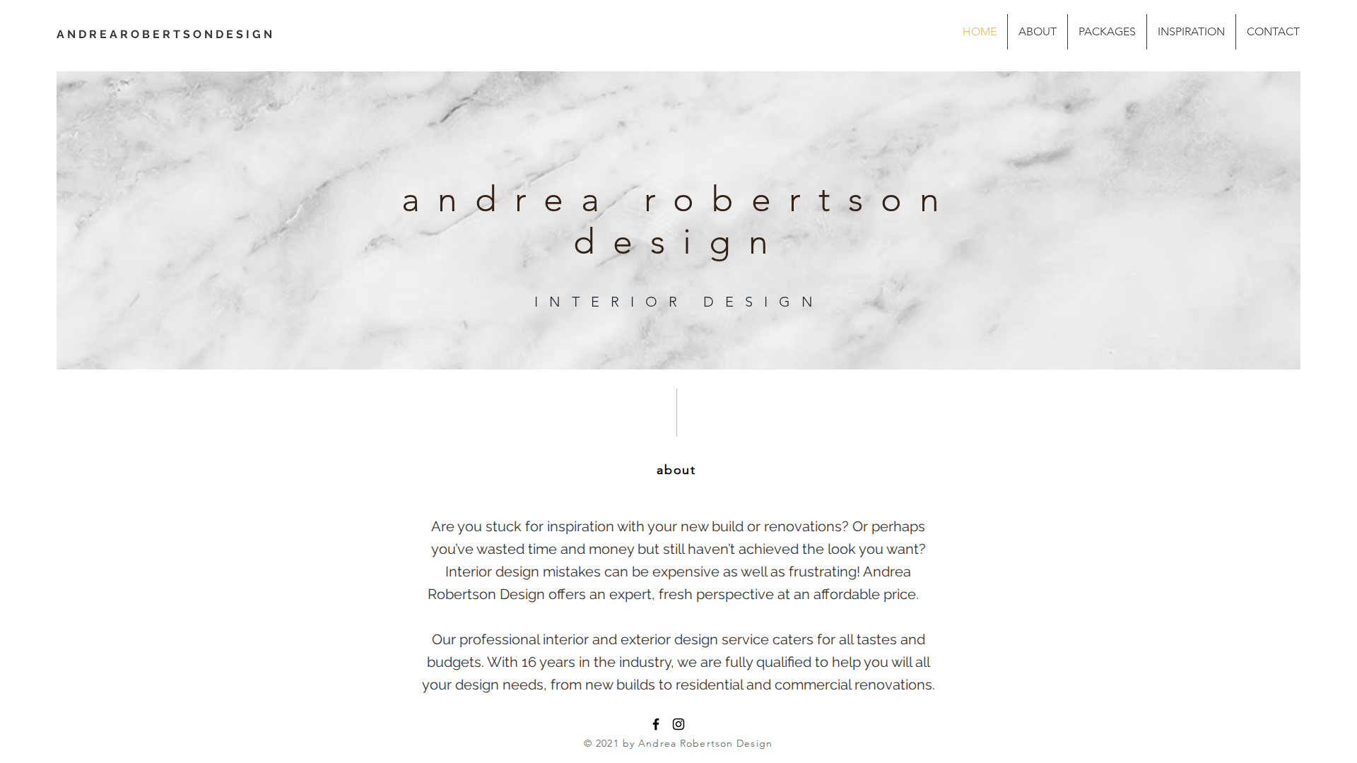Website snapshot for Andrea Robertson Design Ltd