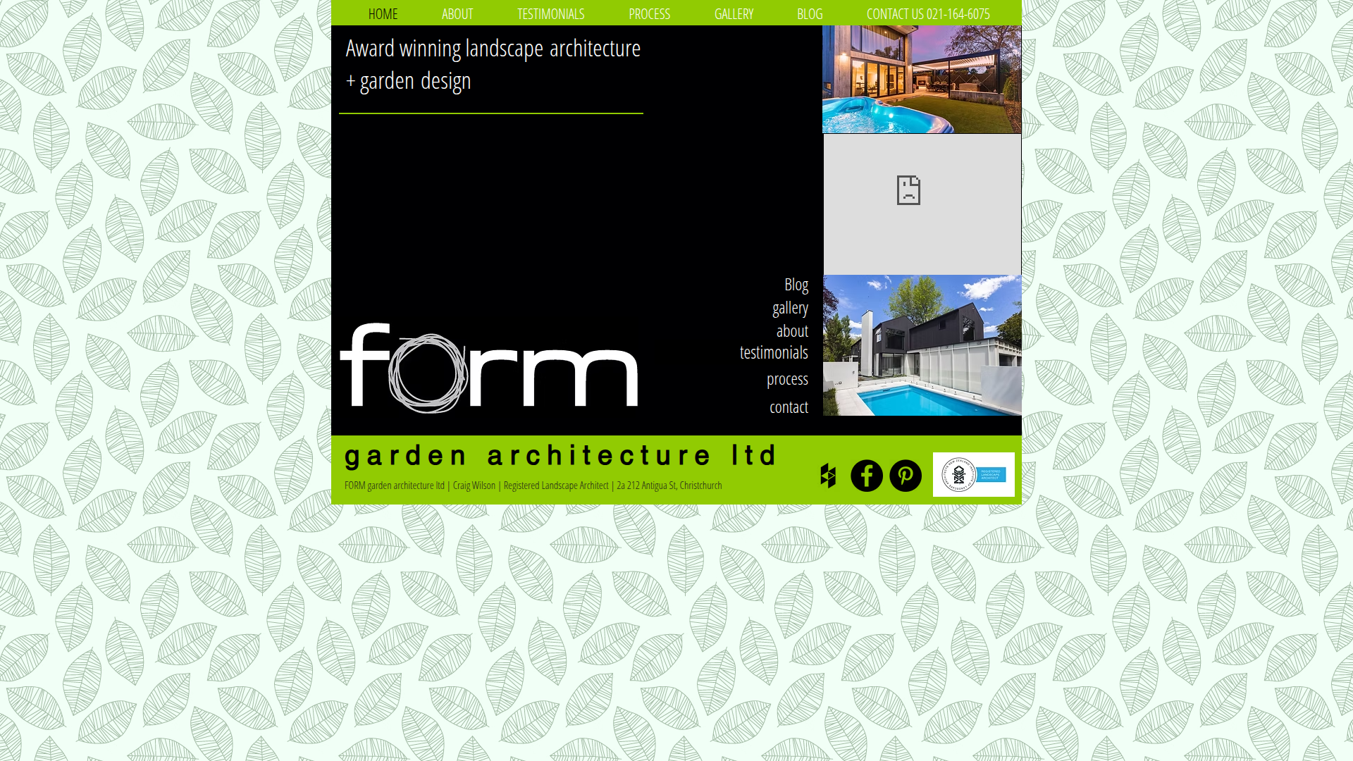 Website snapshot for FORM Garden Architecture