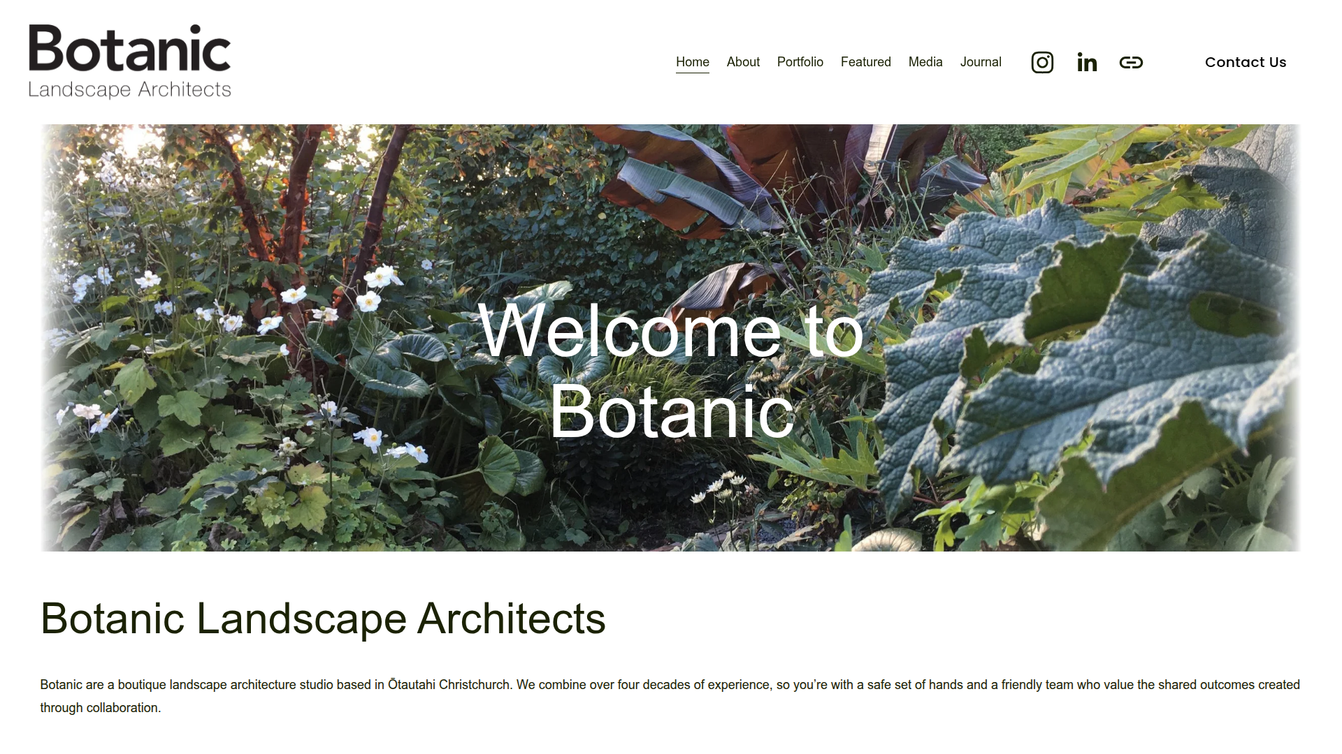 Website snapshot for Botanic Landscape Architects