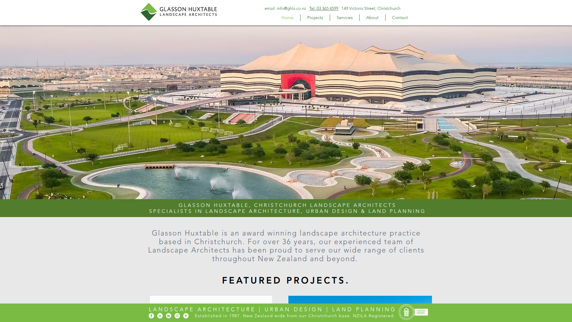 Website snapshot for Glasson Huxtable Landscape Architects