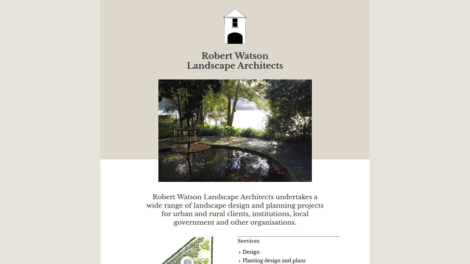 Website snapshot for Robert Watson Landscape Architects