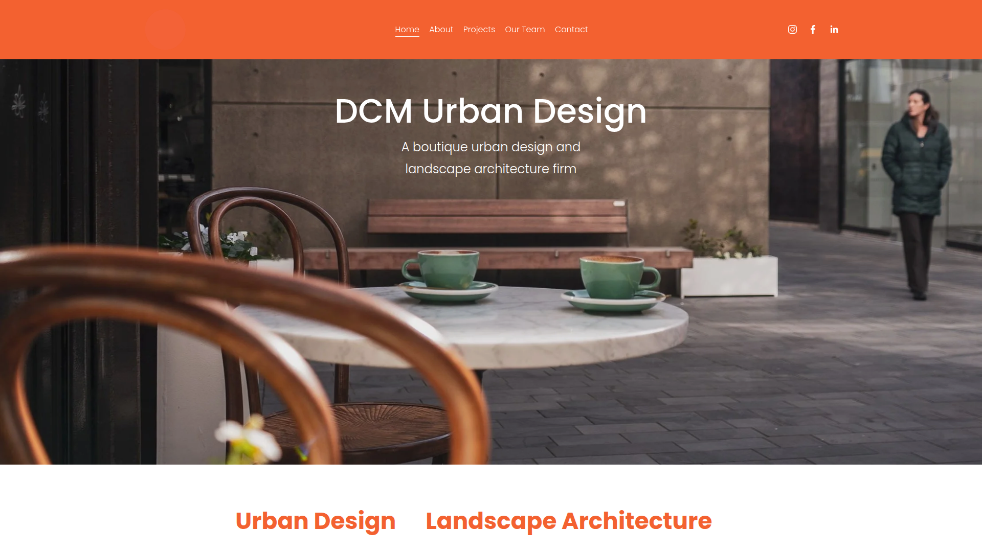 Website snapshot for DCM Urban Design