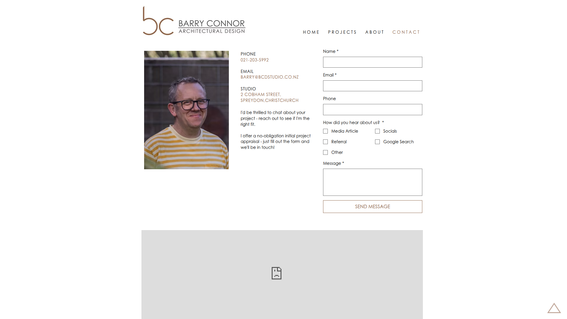 Website snapshot for Barry Connor Design