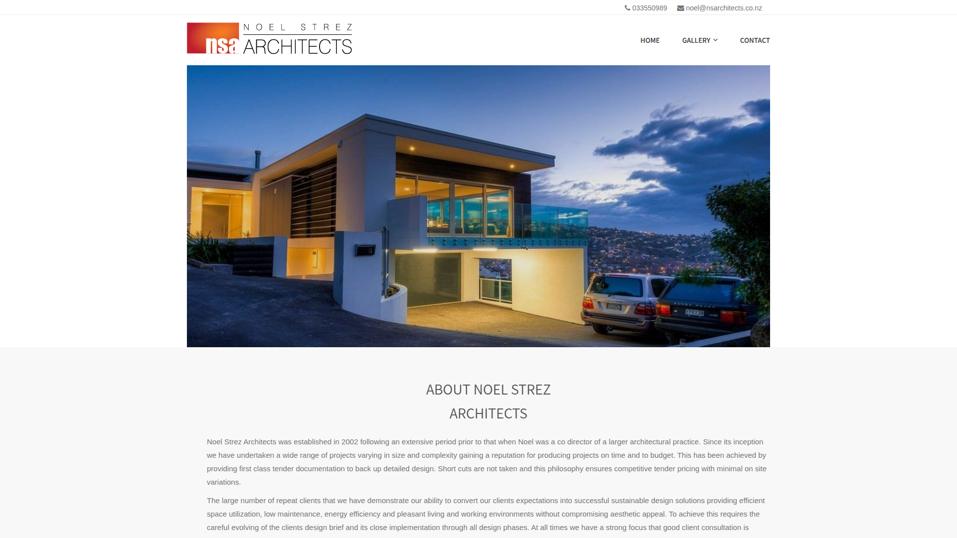 Website snapshot for Noel Strez Architects Ltd
