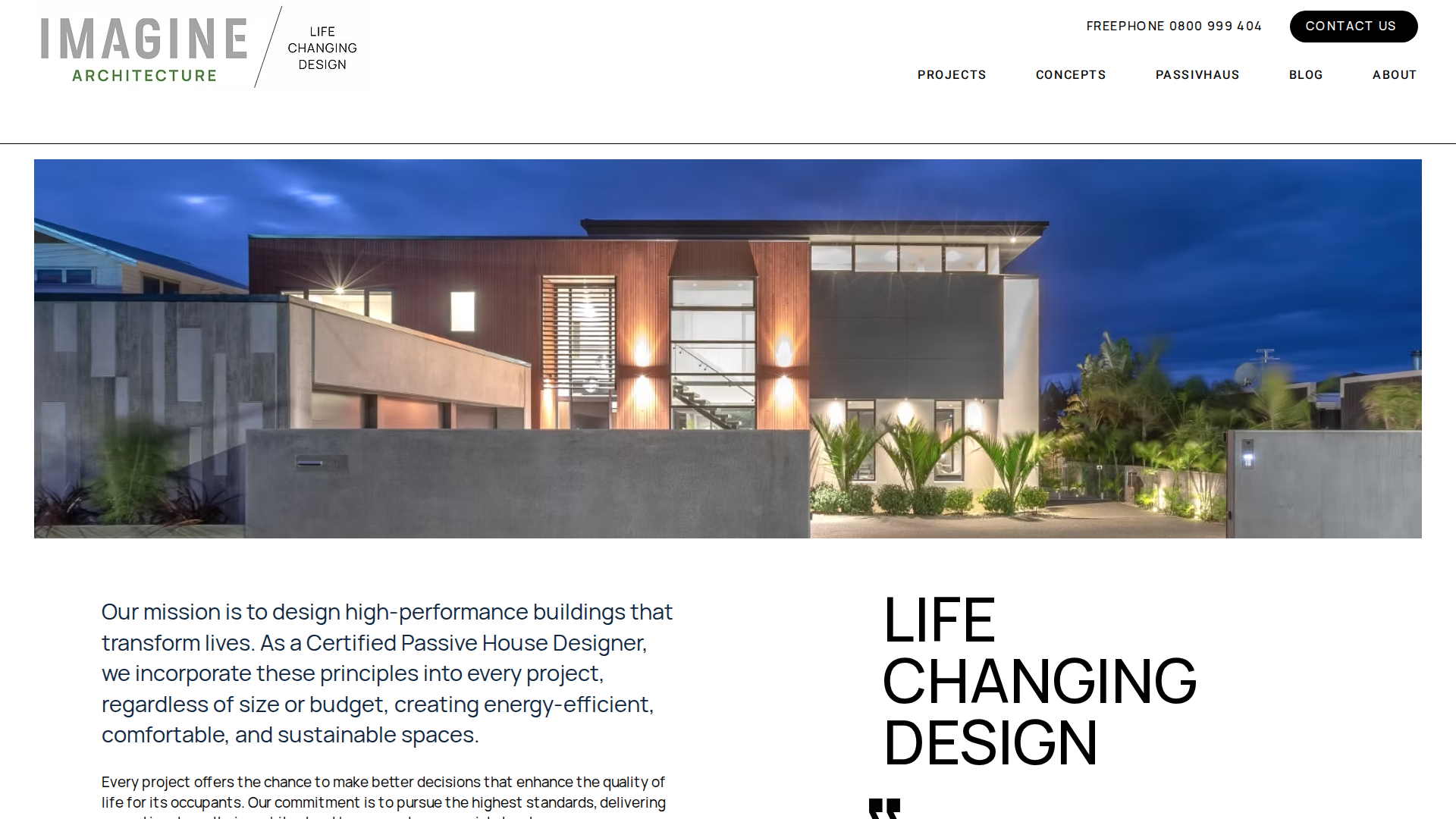 Website snapshot for IMAGINE Design and Development