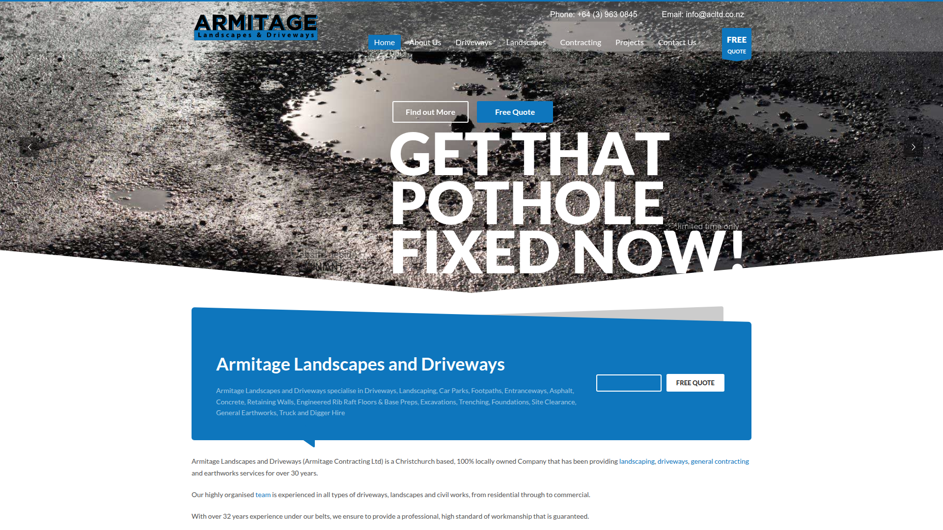 Website snapshot for Armitage Contracting Ltd