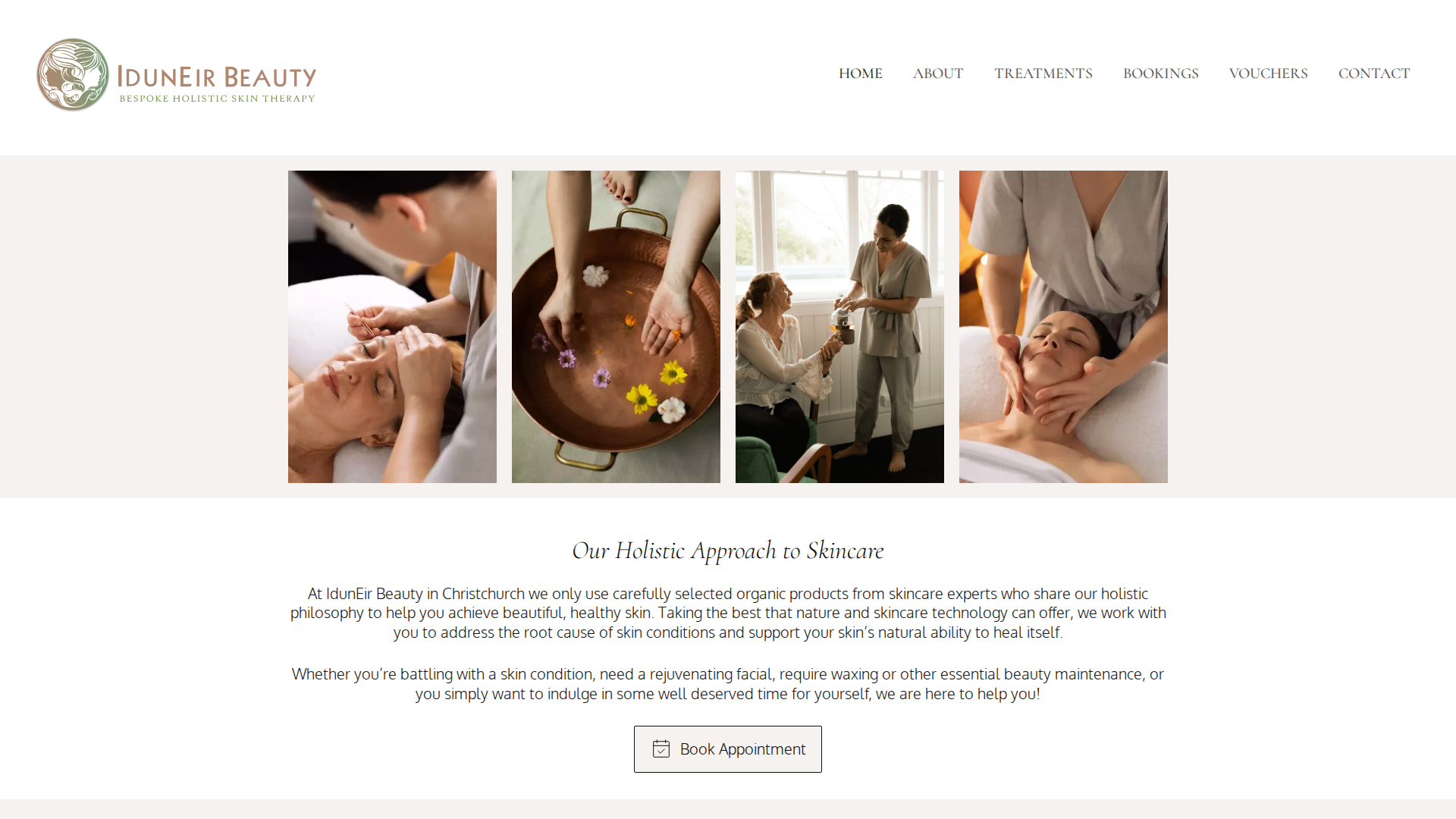 Website snapshot for IdunEir Beauty