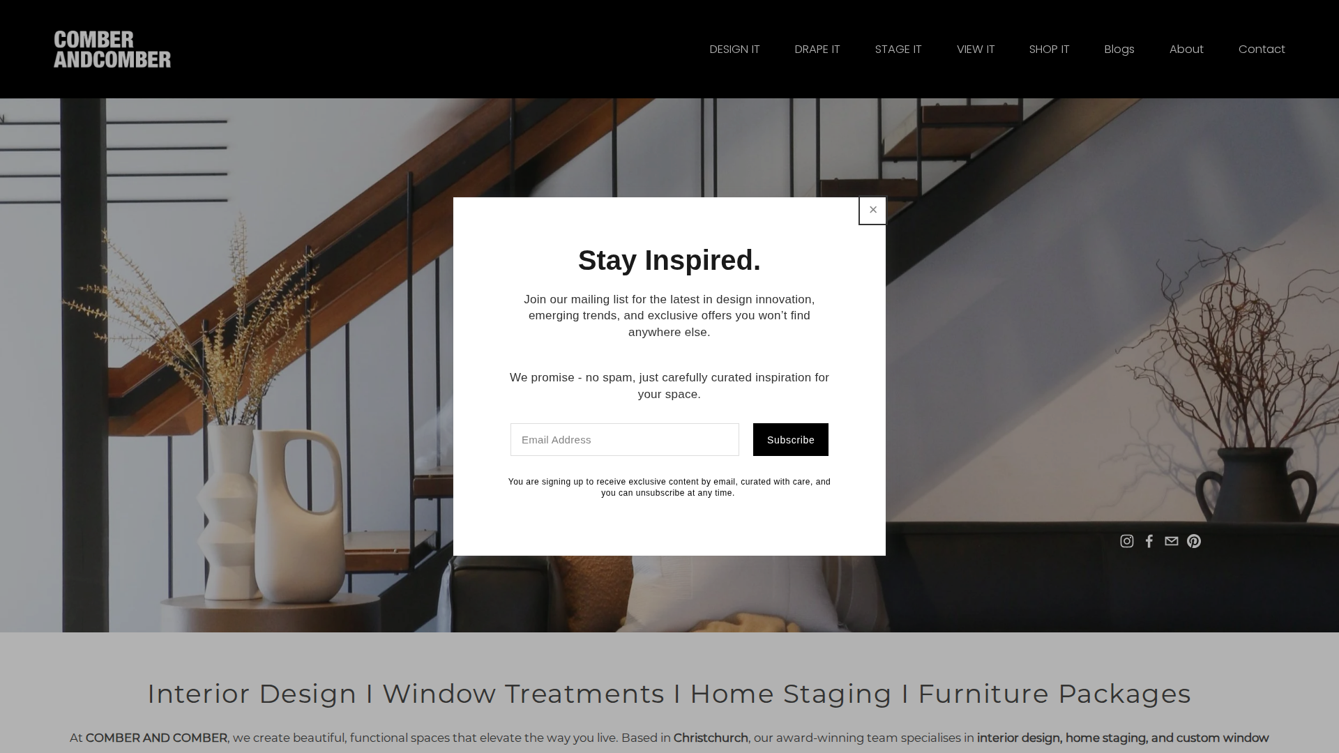 Website snapshot for Comber and Comber Interiors