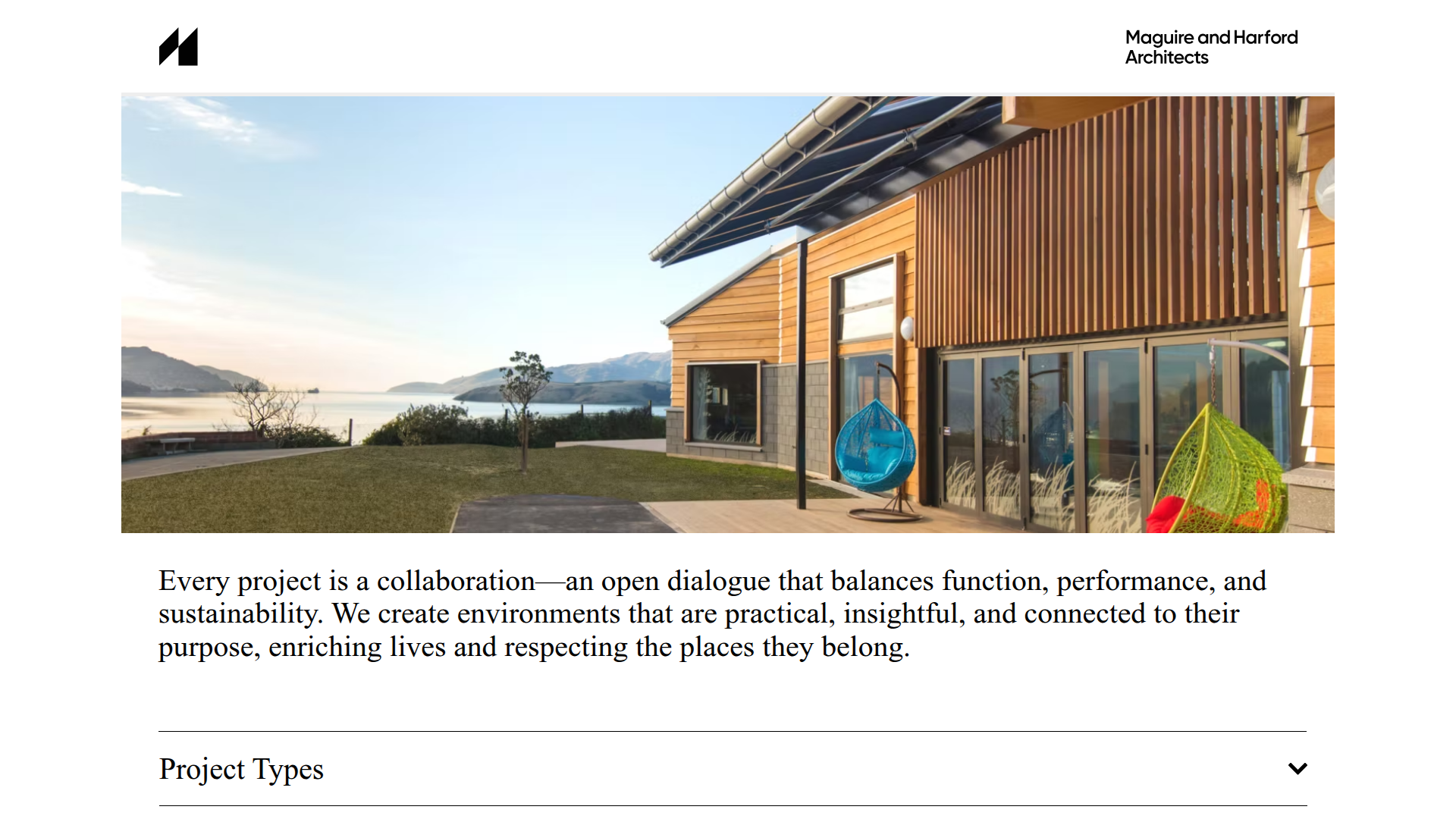 Website snapshot for Maguire and Harford Architects