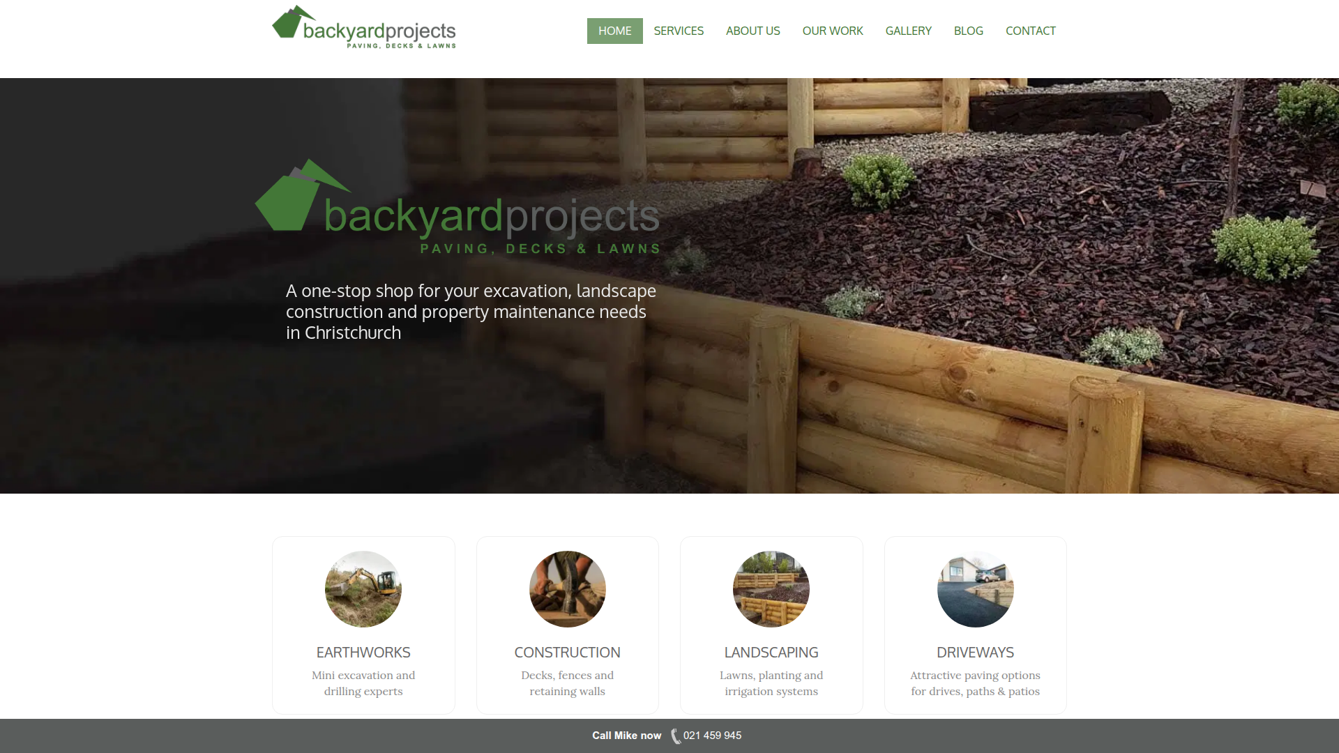 Website snapshot for Backyard Projects