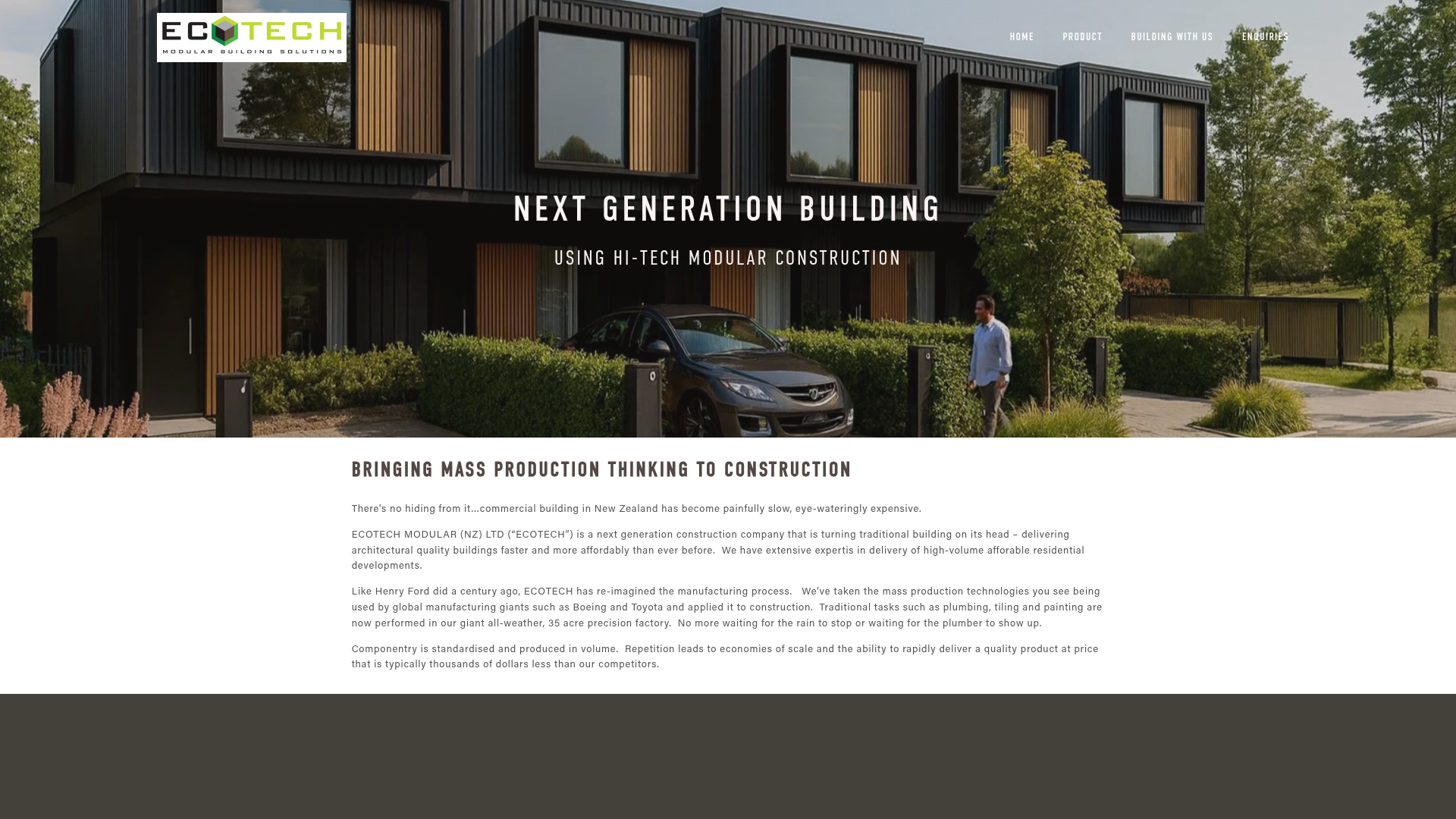 Website snapshot for Ecotech Homes