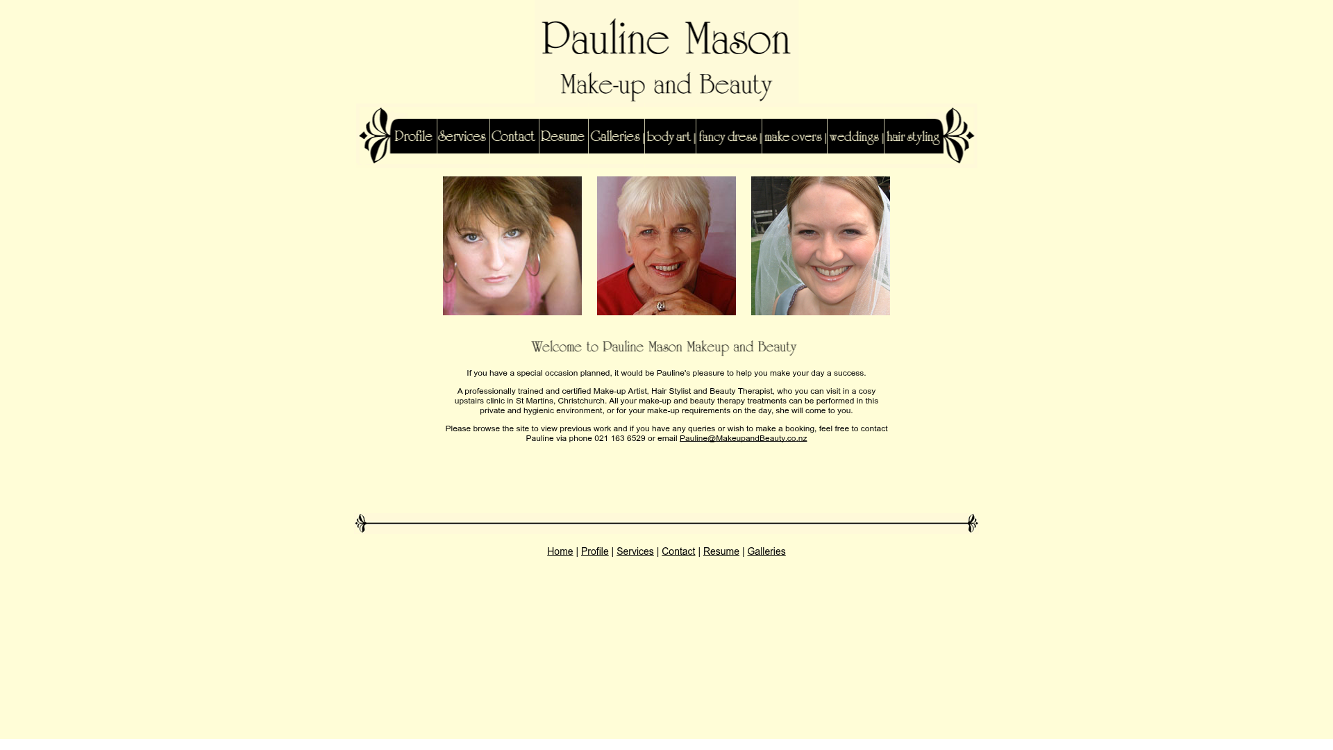 Website snapshot for Pauline Mason Makeup & Beauty