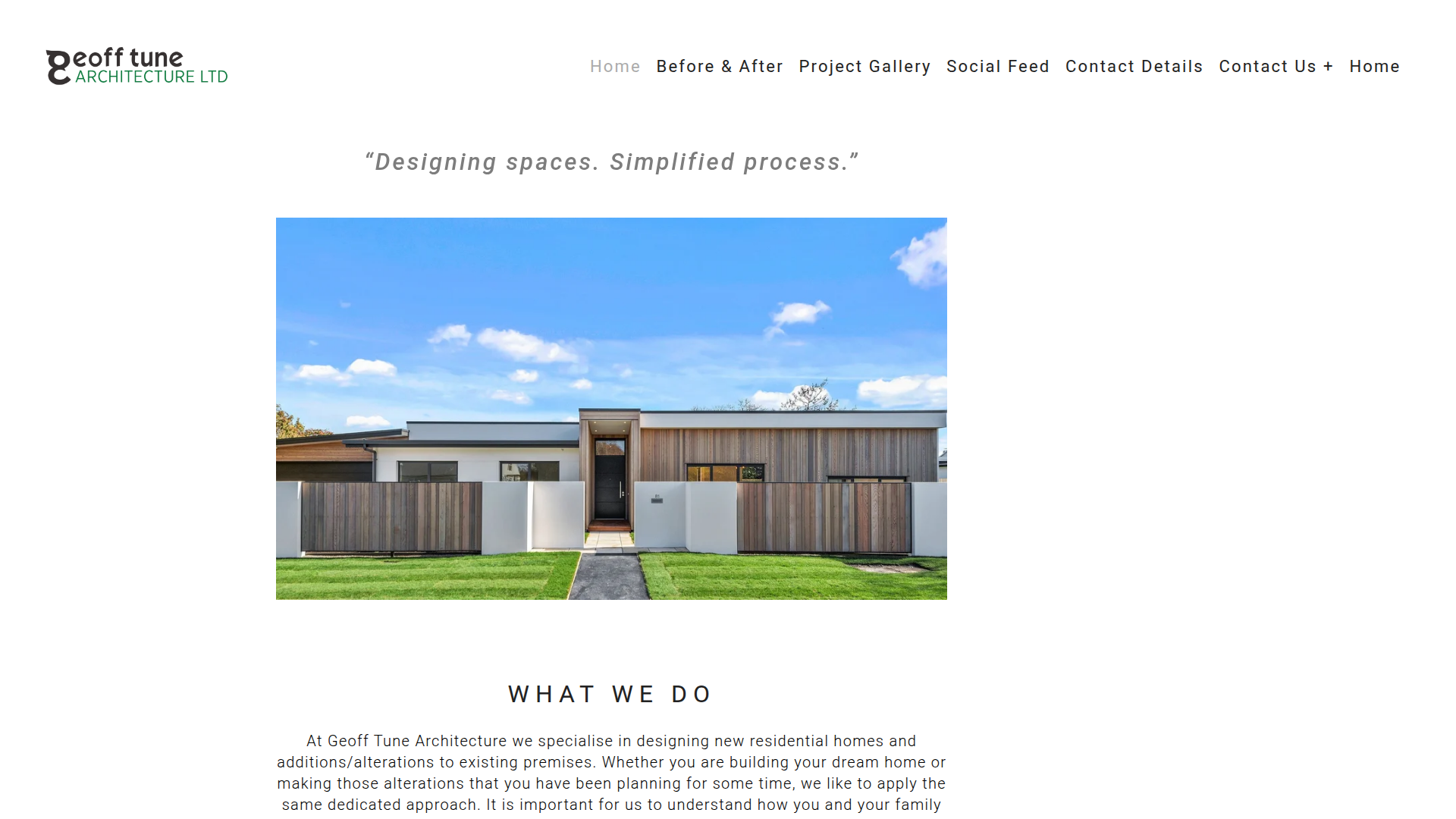 Website snapshot for Geoff Tune Architecture