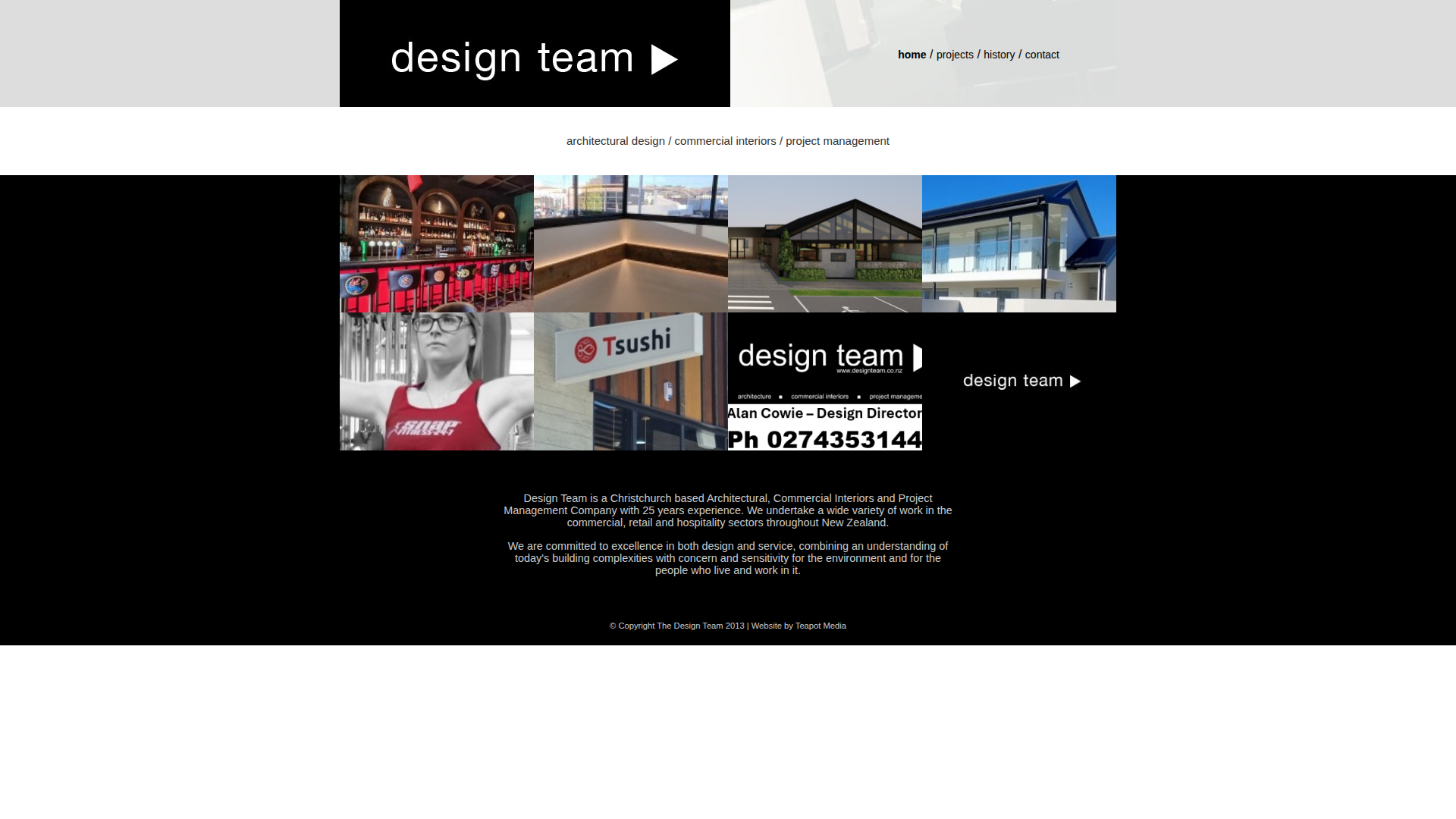 Website snapshot for Design Team