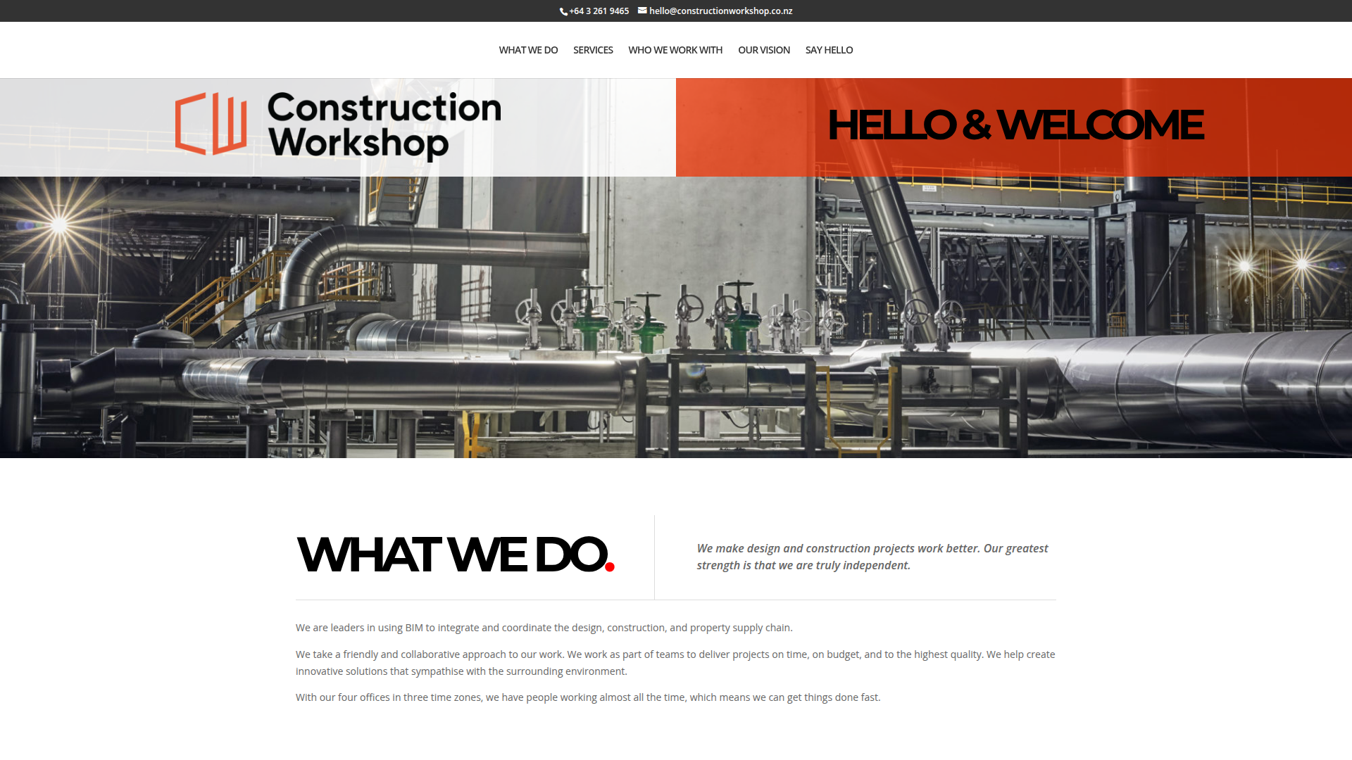 Website snapshot for Construction Workshop