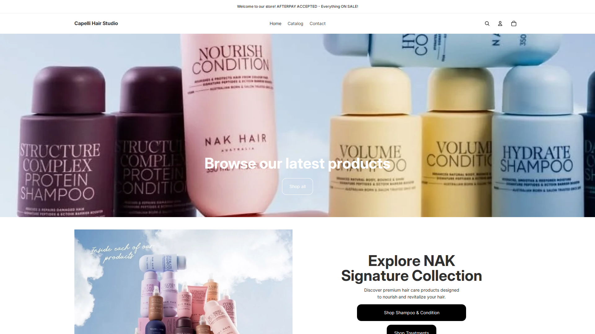 Website snapshot for Capelli Hair Studio