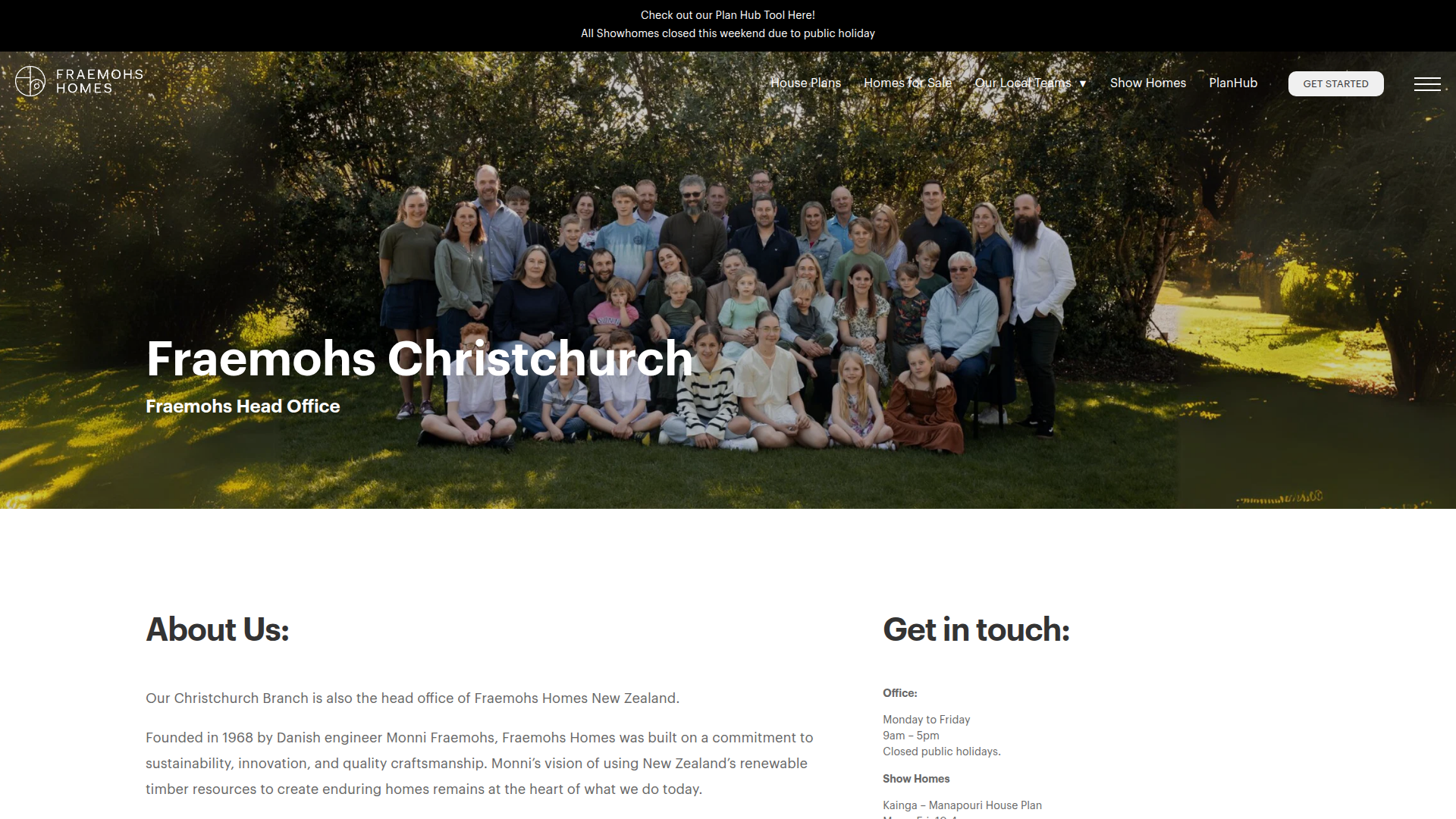 Website snapshot for Fraemohs Homes