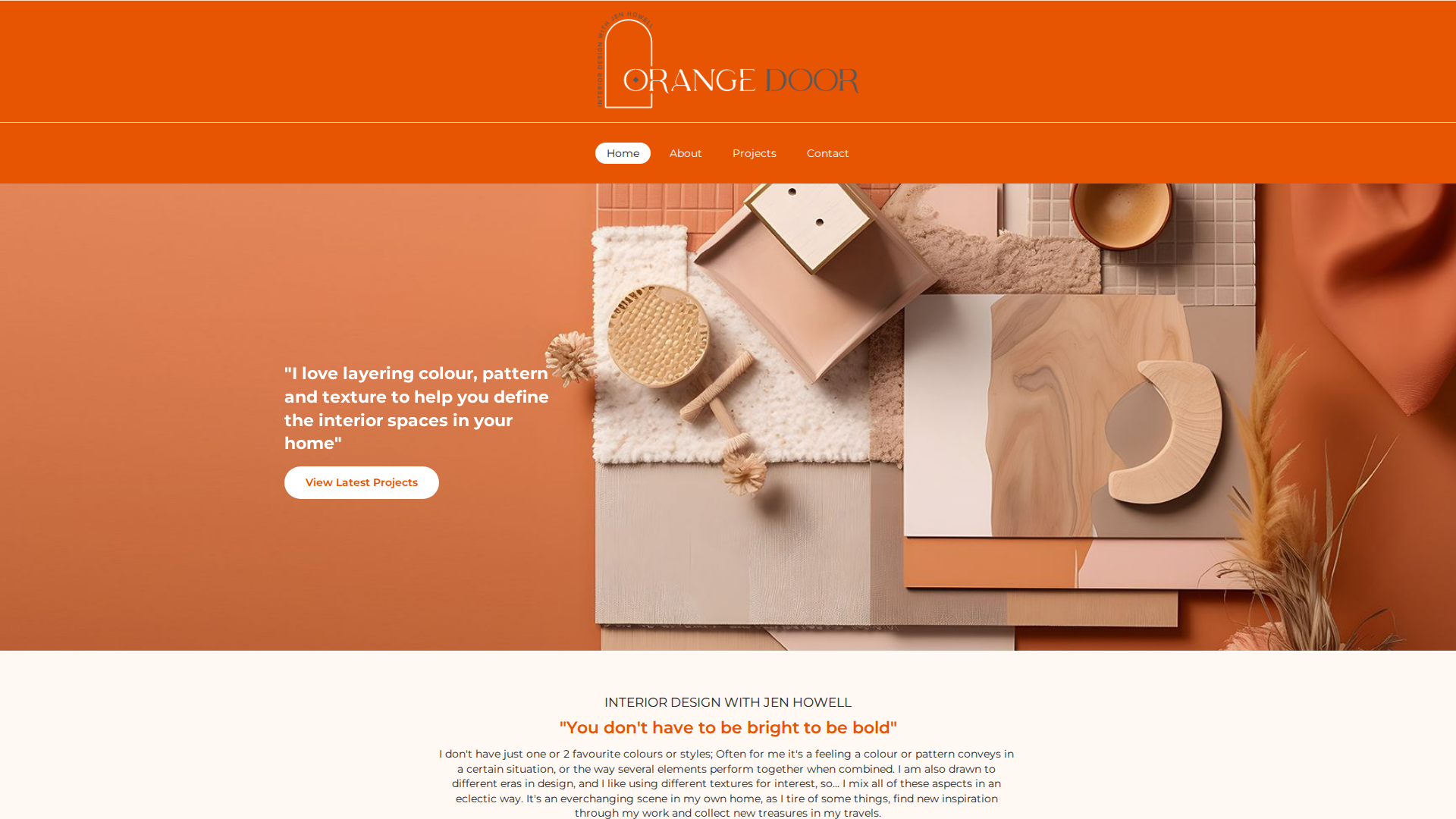Website snapshot for Orange Door Interior Design
