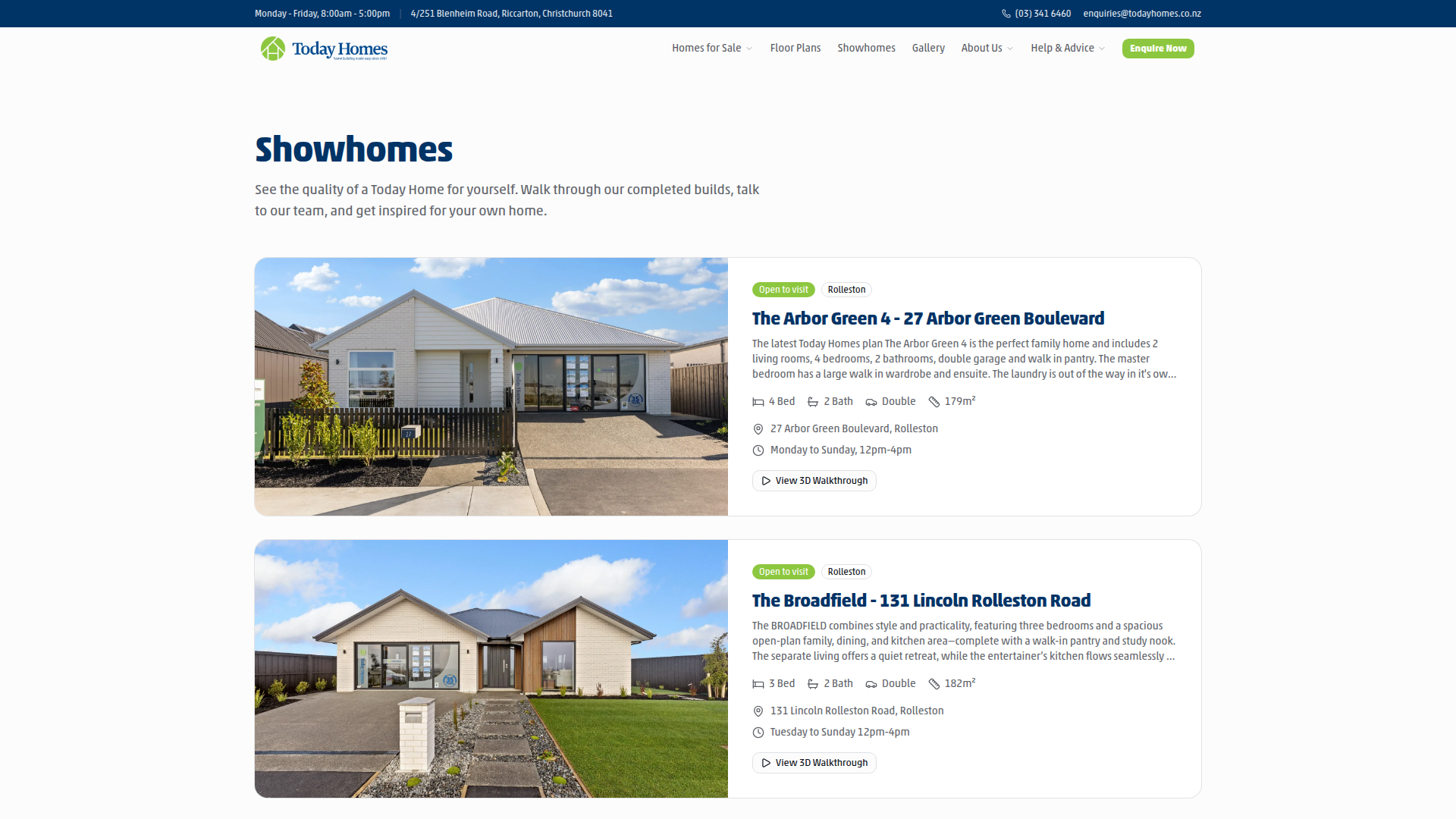Website snapshot for Today Homes Rolleston
